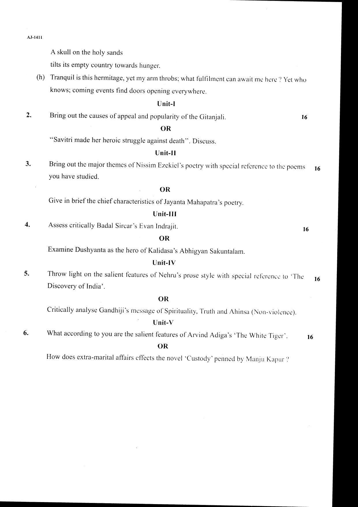 Bilaspur University Question Paper 2021-2022:M.A (Final) English  Indian Literature Paper 1 - Page 2