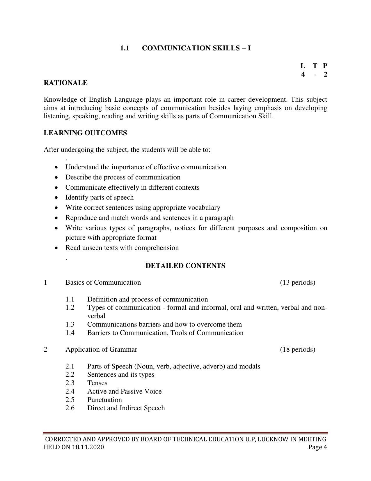 SYLLABUS FOR FIRST SEMESTER SESSION (2020-2021) - SIX SEMESTER DIPLOMA COURSE IN CHEMICAL TECHNOLOGY(FERTILIZER) - Page 4