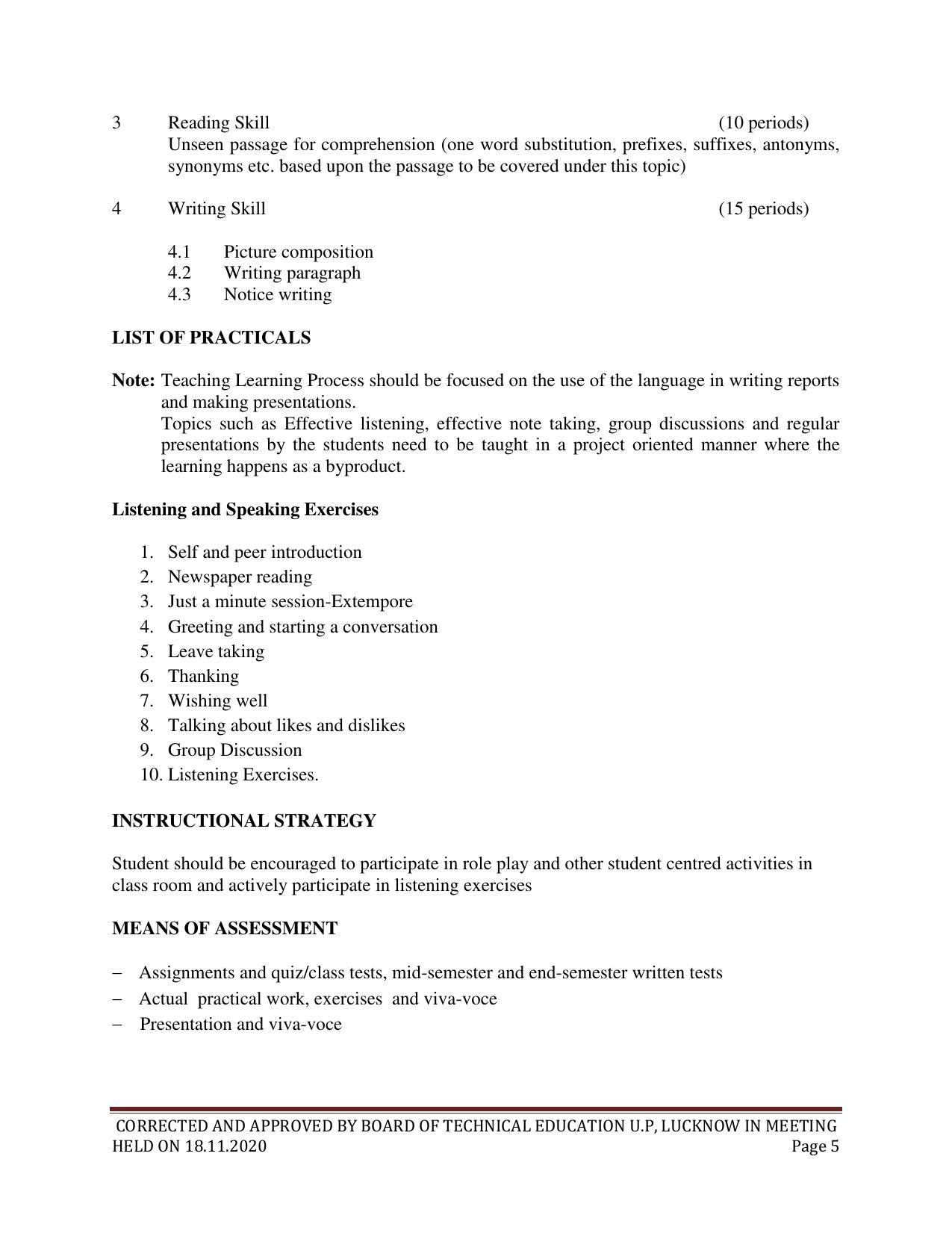 SYLLABUS FOR FIRST SEMESTER SESSION (2020-2021) - SIX SEMESTER DIPLOMA COURSE IN CHEMICAL TECHNOLOGY(FERTILIZER) - Page 5