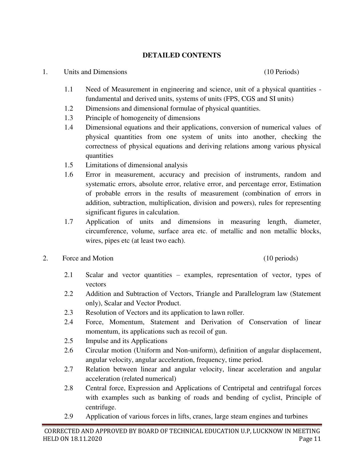SYLLABUS FOR FIRST SEMESTER SESSION (2020-2021) - SIX SEMESTER DIPLOMA COURSE IN CHEMICAL TECHNOLOGY(FERTILIZER) - Page 11