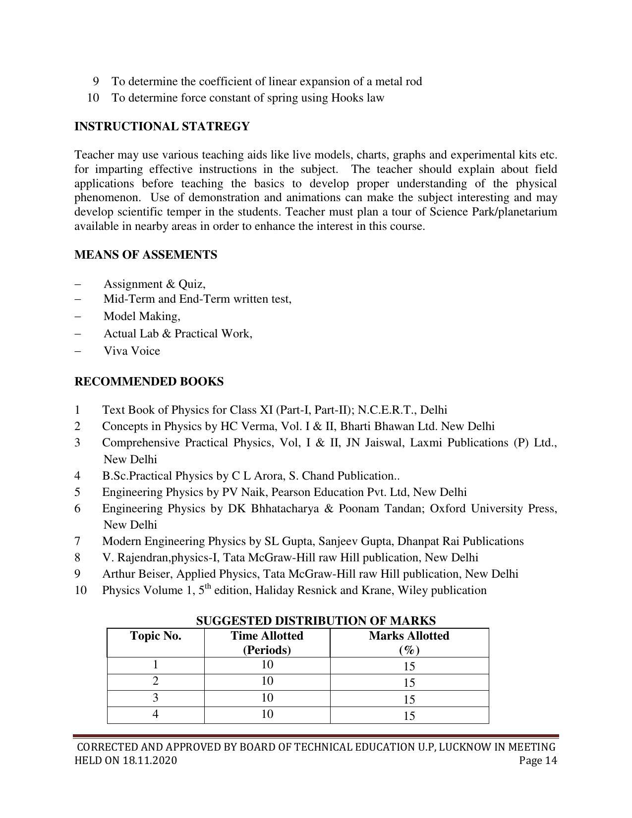 SYLLABUS FOR FIRST SEMESTER SESSION (2020-2021) - SIX SEMESTER DIPLOMA COURSE IN CHEMICAL TECHNOLOGY(FERTILIZER) - Page 14