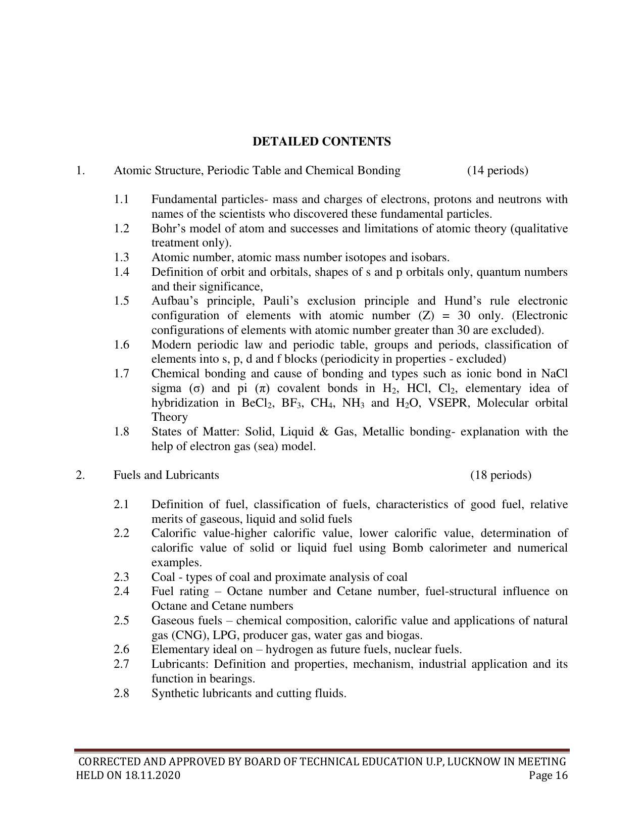 SYLLABUS FOR FIRST SEMESTER SESSION (2020-2021) - SIX SEMESTER DIPLOMA COURSE IN CHEMICAL TECHNOLOGY(FERTILIZER) - Page 16