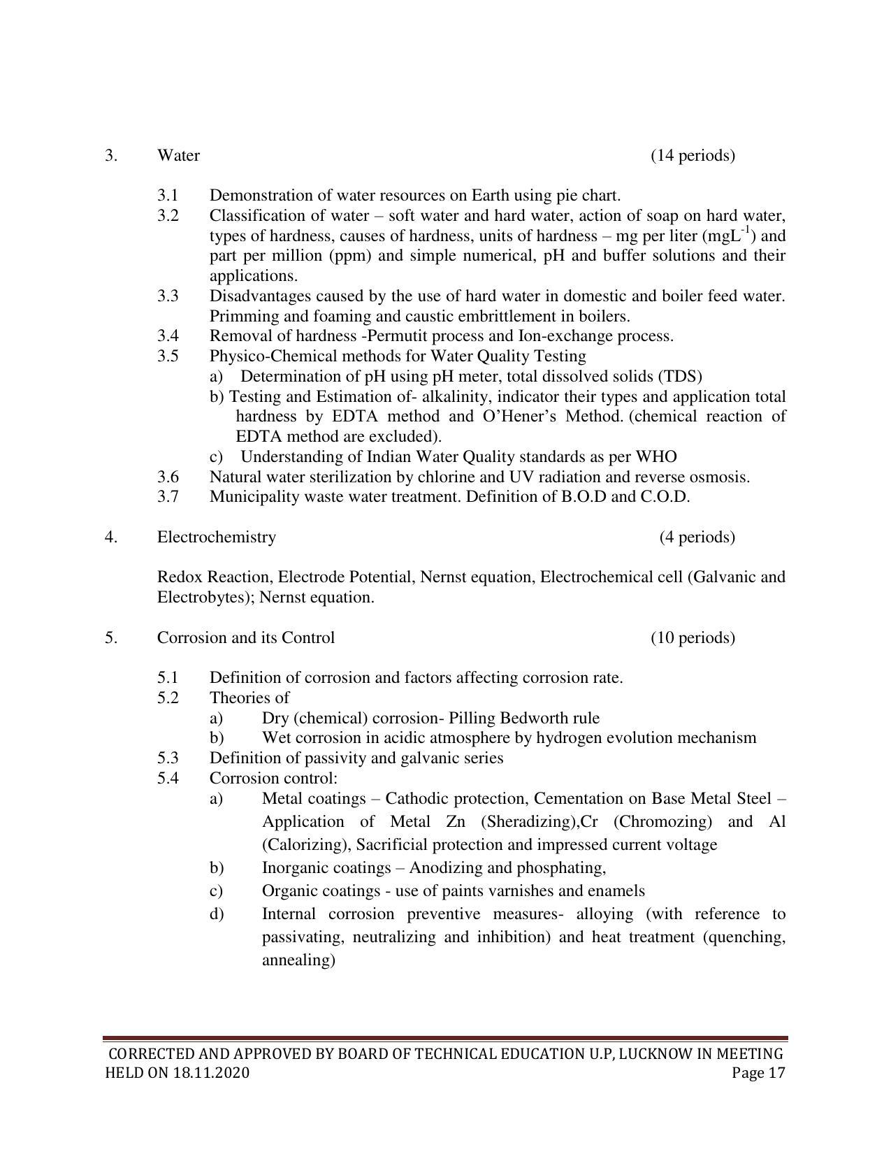 SYLLABUS FOR FIRST SEMESTER SESSION (2020-2021) - SIX SEMESTER DIPLOMA COURSE IN CHEMICAL TECHNOLOGY(FERTILIZER) - Page 17