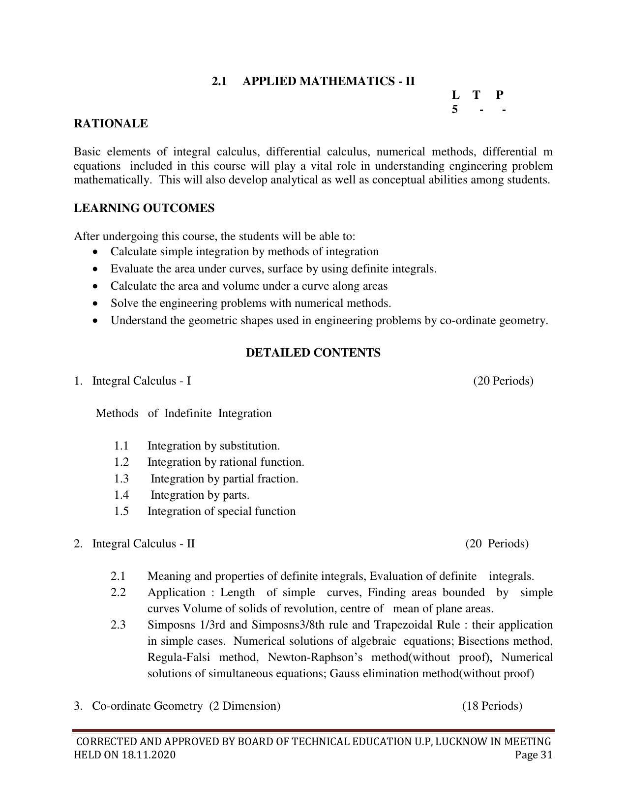 SYLLABUS FOR FIRST SEMESTER SESSION (2020-2021) - SIX SEMESTER DIPLOMA COURSE IN CHEMICAL TECHNOLOGY(FERTILIZER) - Page 31