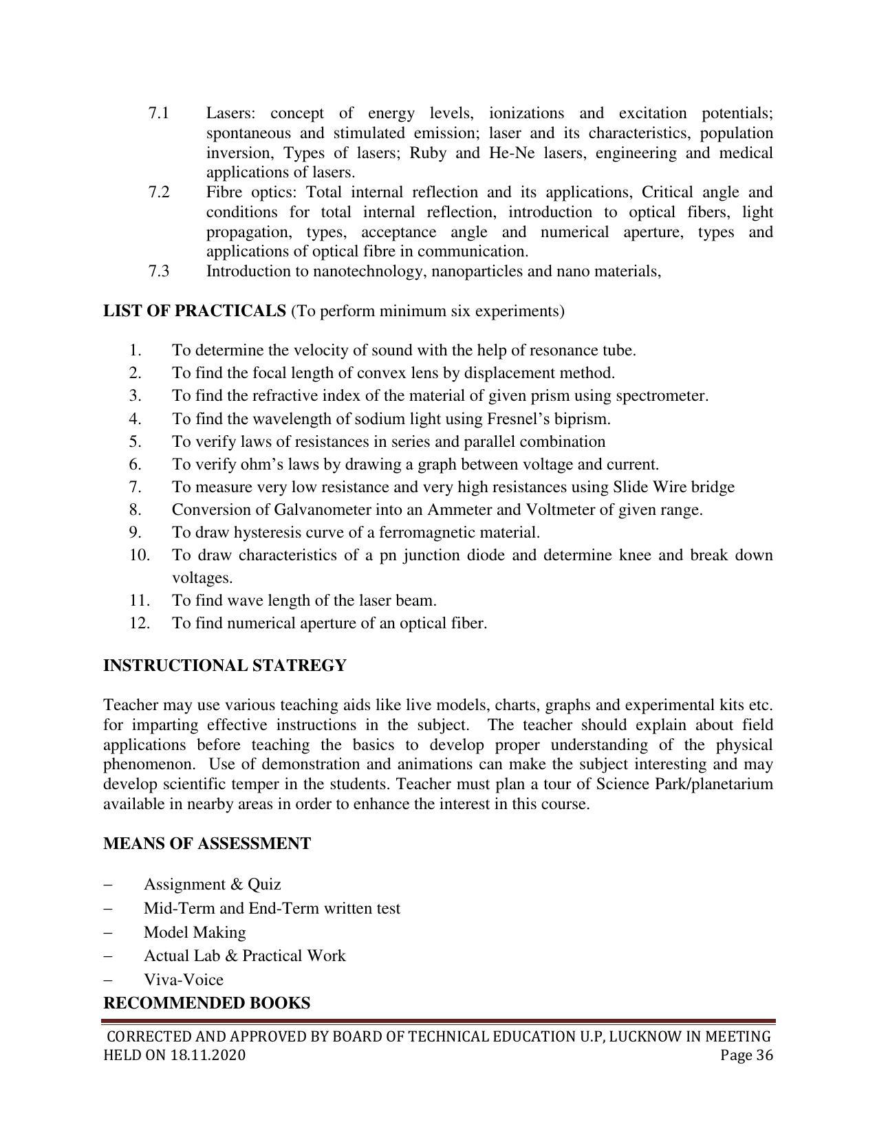 SYLLABUS FOR FIRST SEMESTER SESSION (2020-2021) - SIX SEMESTER DIPLOMA COURSE IN CHEMICAL TECHNOLOGY(FERTILIZER) - Page 36