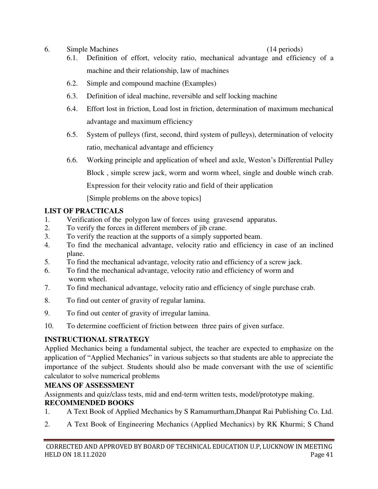 SYLLABUS FOR FIRST SEMESTER SESSION (2020-2021) - SIX SEMESTER DIPLOMA COURSE IN CHEMICAL TECHNOLOGY(FERTILIZER) - Page 41