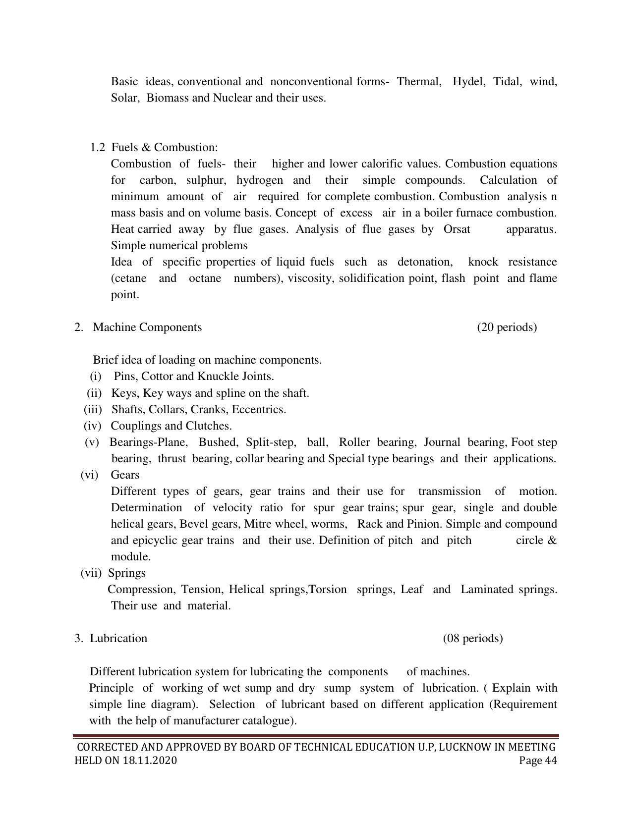 SYLLABUS FOR FIRST SEMESTER SESSION (2020-2021) - SIX SEMESTER DIPLOMA COURSE IN CHEMICAL TECHNOLOGY(FERTILIZER) - Page 44