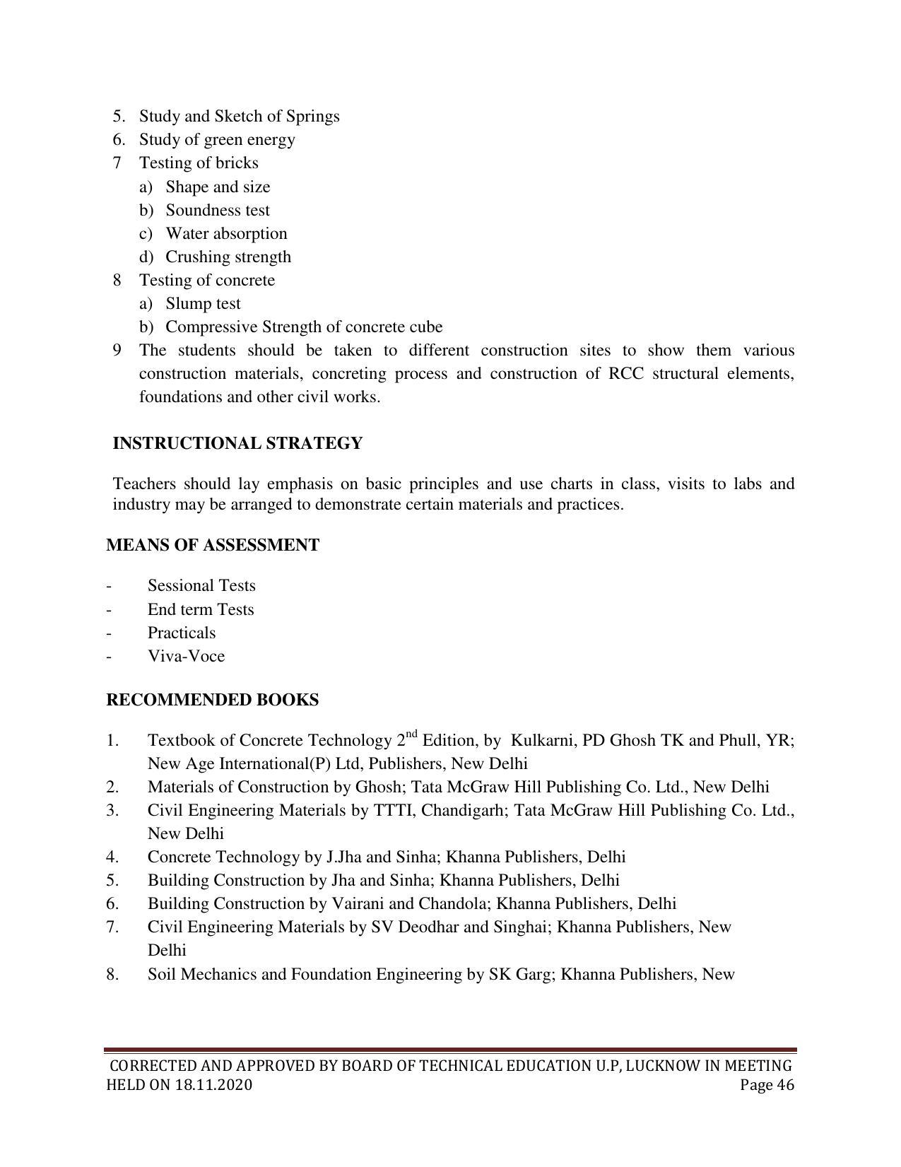 SYLLABUS FOR FIRST SEMESTER SESSION (2020-2021) - SIX SEMESTER DIPLOMA COURSE IN CHEMICAL TECHNOLOGY(FERTILIZER) - Page 46