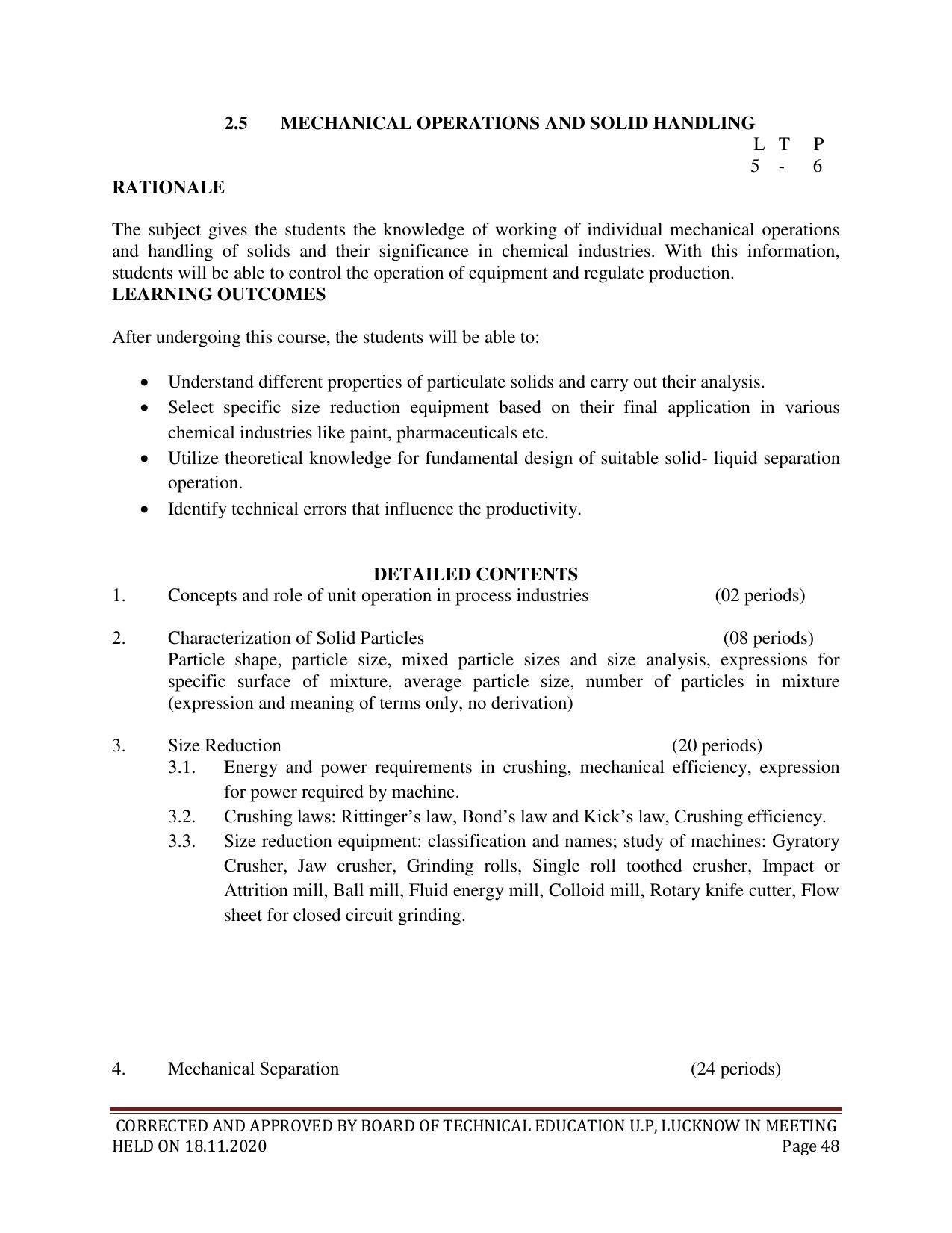SYLLABUS FOR FIRST SEMESTER SESSION (2020-2021) - SIX SEMESTER DIPLOMA COURSE IN CHEMICAL TECHNOLOGY(FERTILIZER) - Page 48