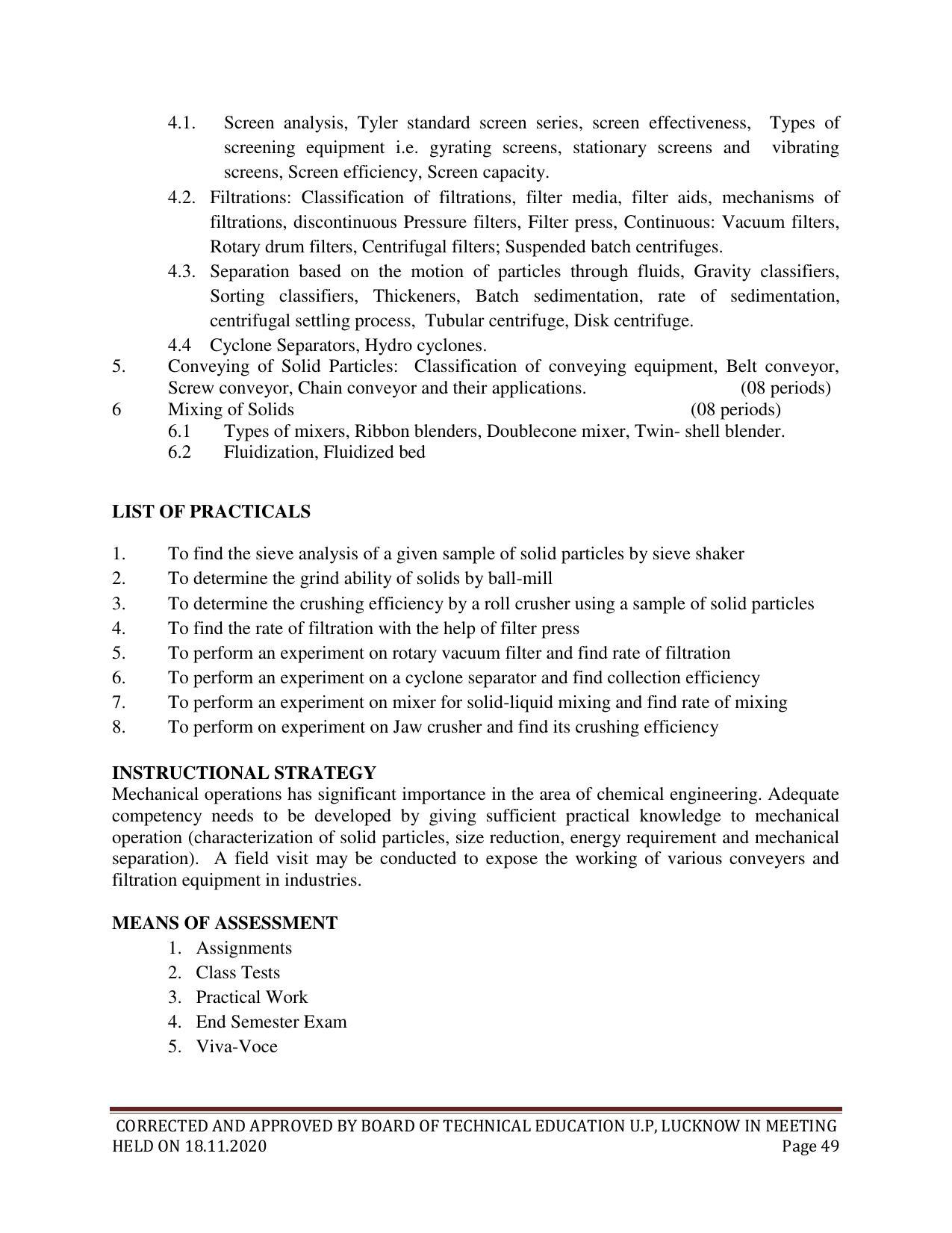 SYLLABUS FOR FIRST SEMESTER SESSION (2020-2021) - SIX SEMESTER DIPLOMA COURSE IN CHEMICAL TECHNOLOGY(FERTILIZER) - Page 49