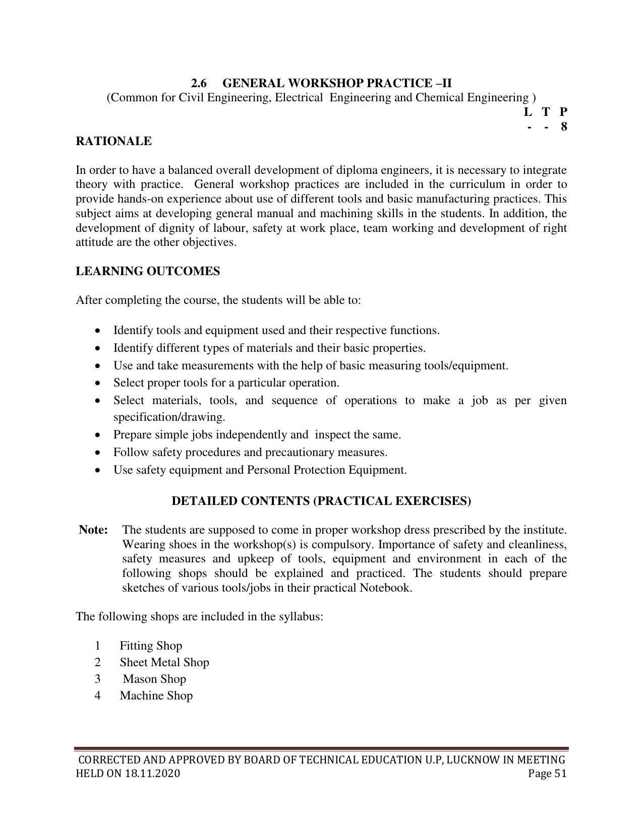 SYLLABUS FOR FIRST SEMESTER SESSION (2020-2021) - SIX SEMESTER DIPLOMA COURSE IN CHEMICAL TECHNOLOGY(FERTILIZER) - Page 51