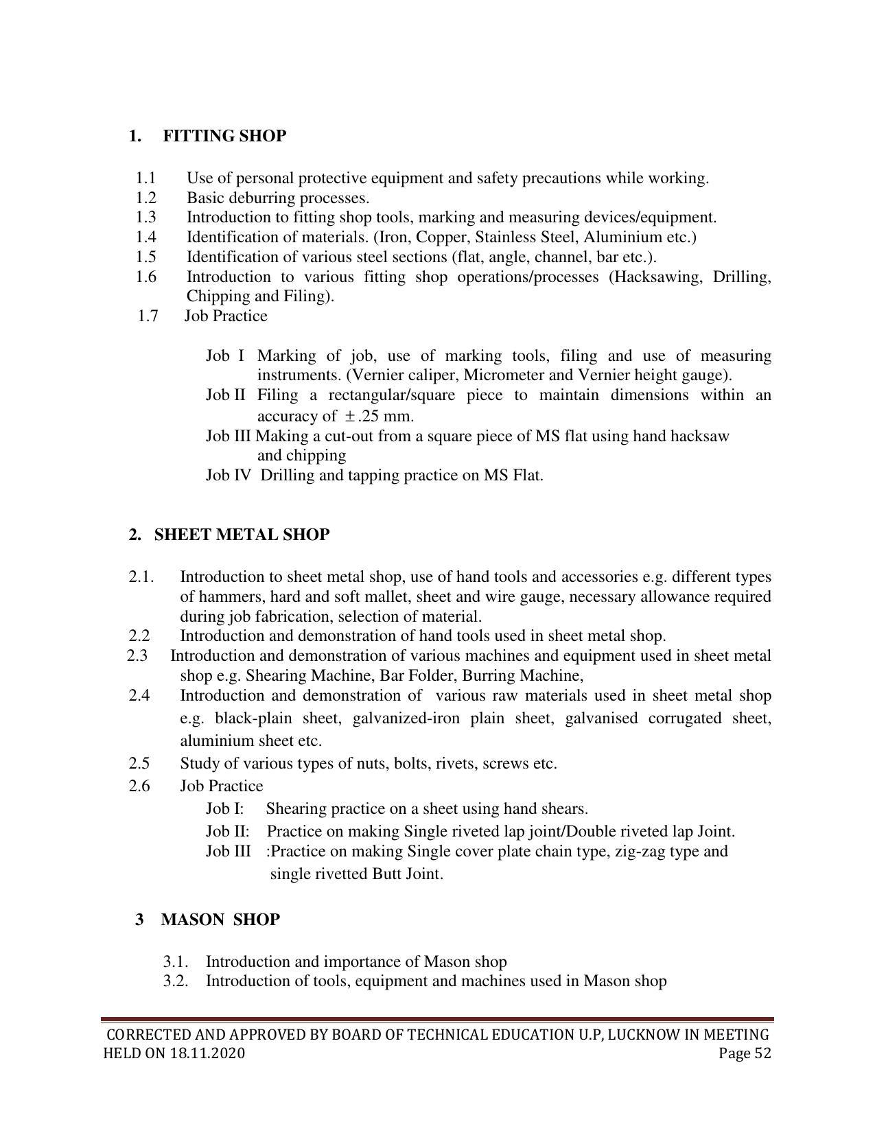 SYLLABUS FOR FIRST SEMESTER SESSION (2020-2021) - SIX SEMESTER DIPLOMA COURSE IN CHEMICAL TECHNOLOGY(FERTILIZER) - Page 52
