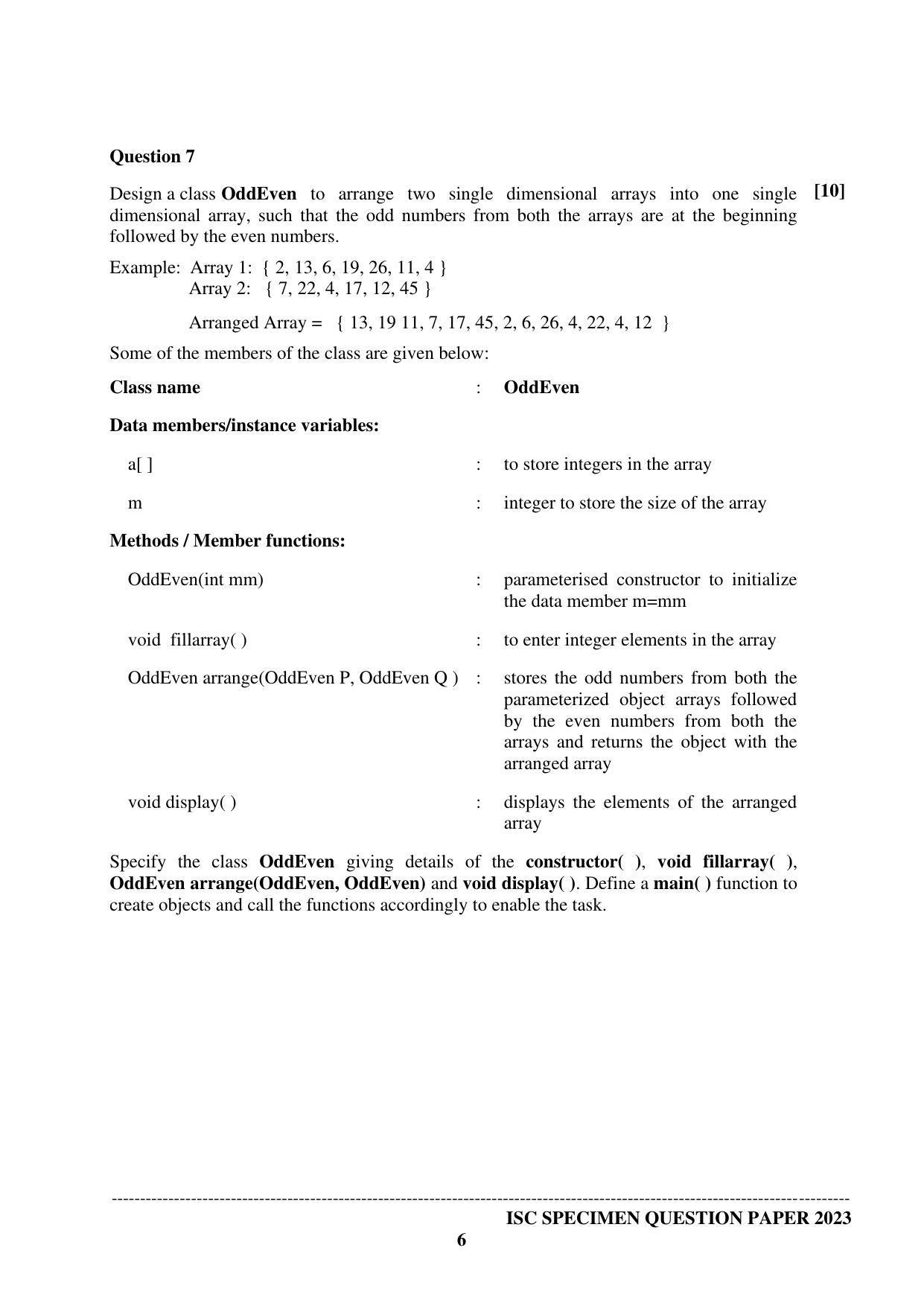 ISC Class 12 Computer Science Paper 1 Sample Paper 2023 - Page 6