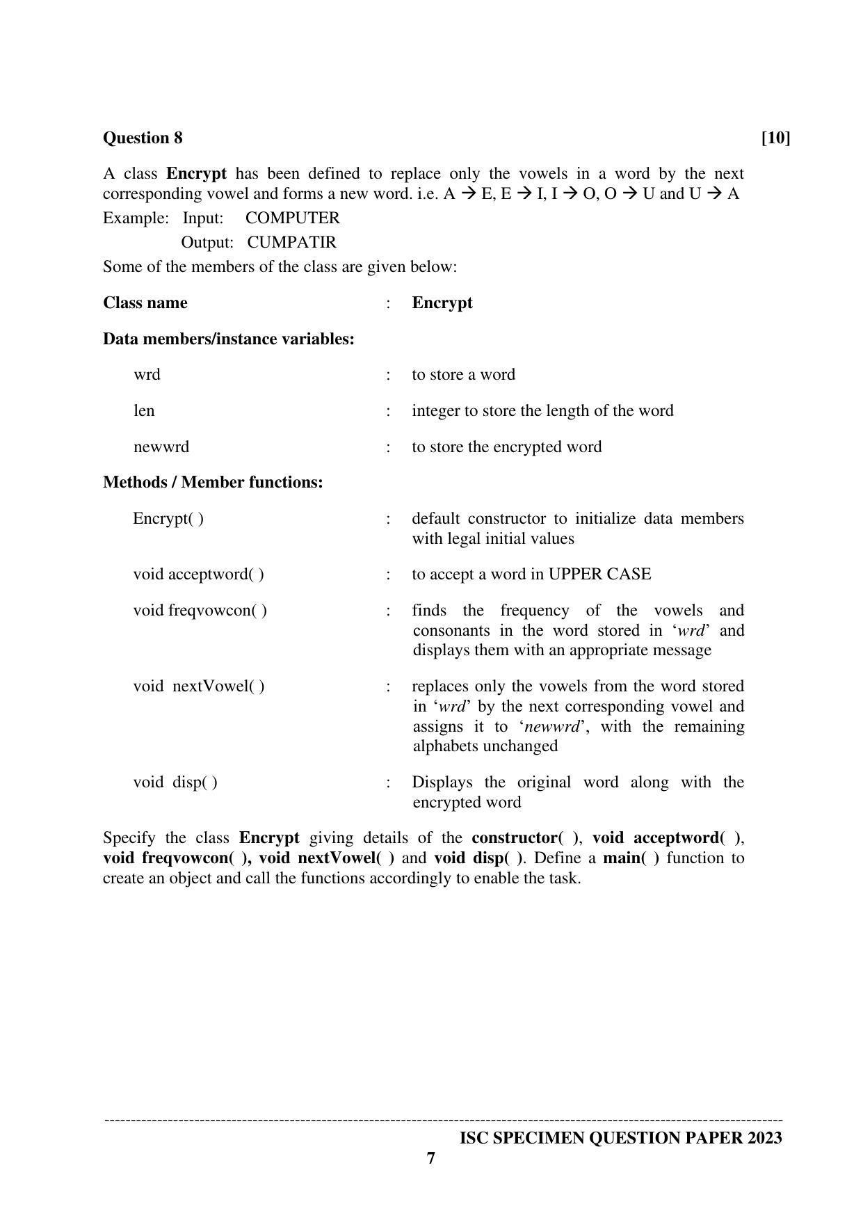 ISC Class 12 Computer Science Paper 1 Sample Paper 2023 - Page 7