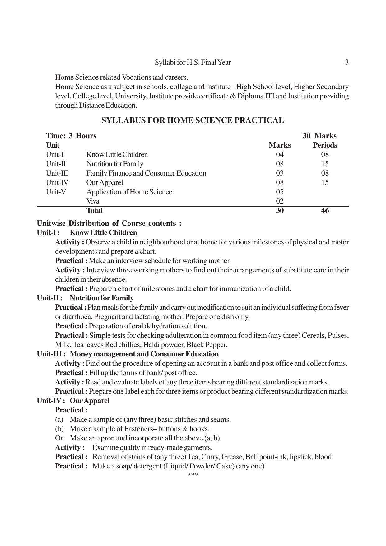 AHSEC 2nd Year Home Science Syllabus - Page 3