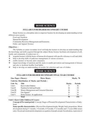AHSEC 2nd Year Home Science Syllabus