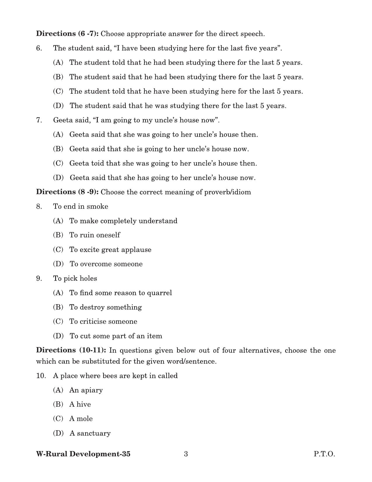 Odisha CPET 2022 RURAL DEVLOPMENT Question Paper - Page 3