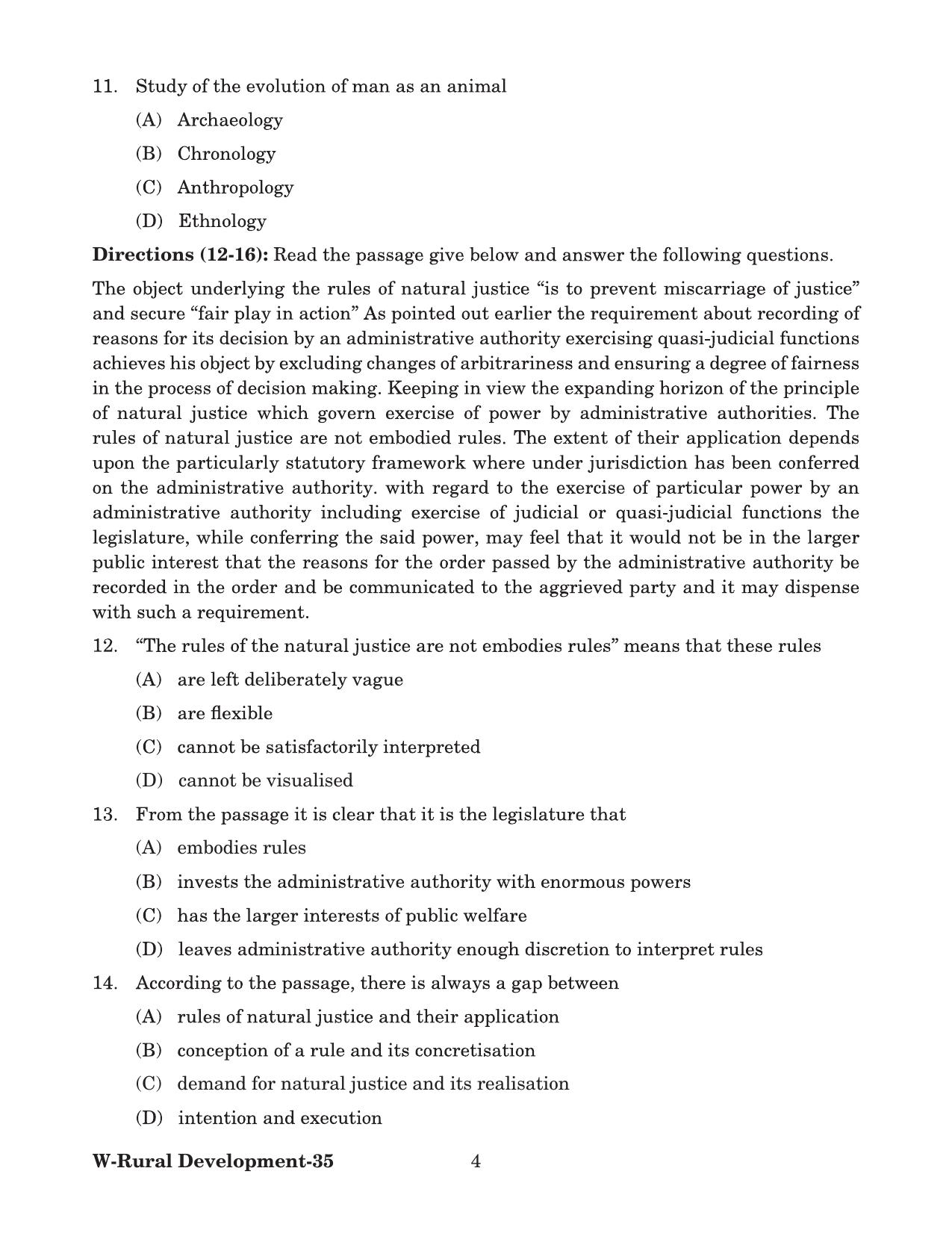 Odisha CPET 2022 RURAL DEVLOPMENT Question Paper - Page 4