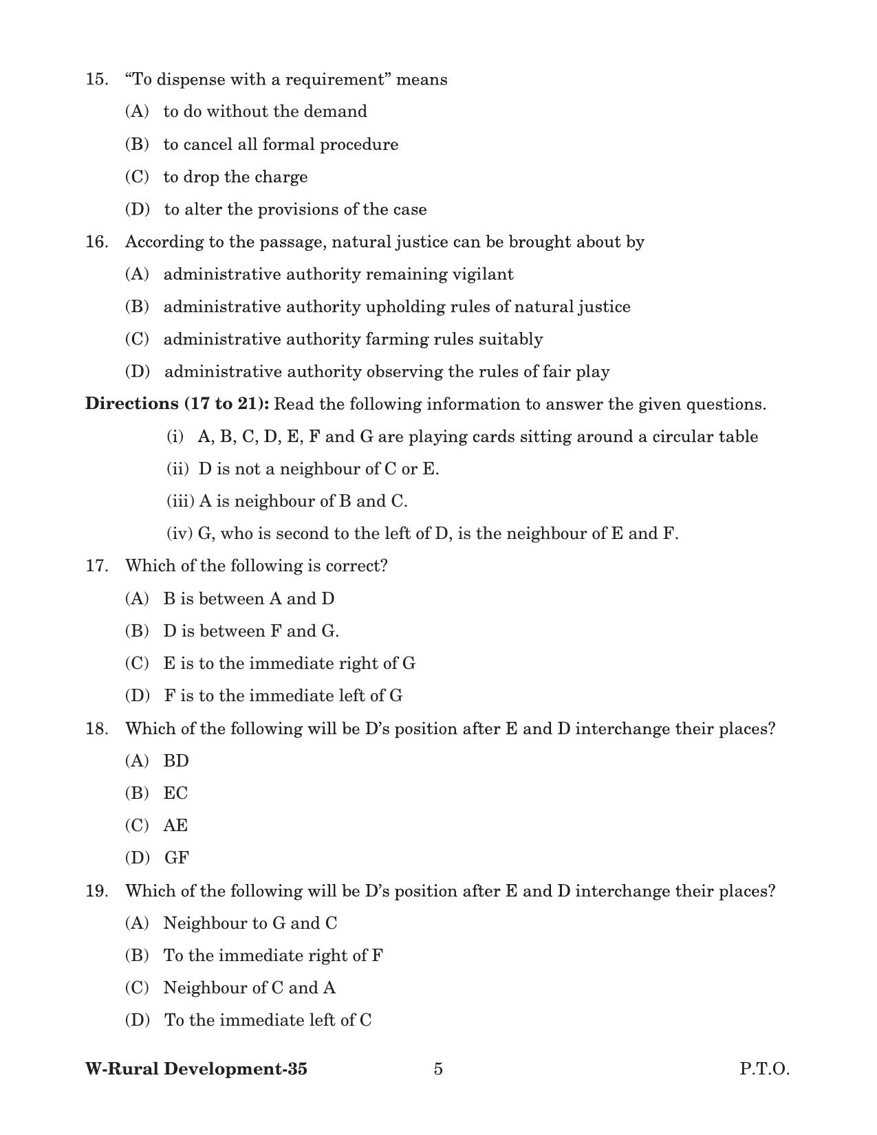 Odisha CPET 2022 RURAL DEVLOPMENT Question Paper - Page 5