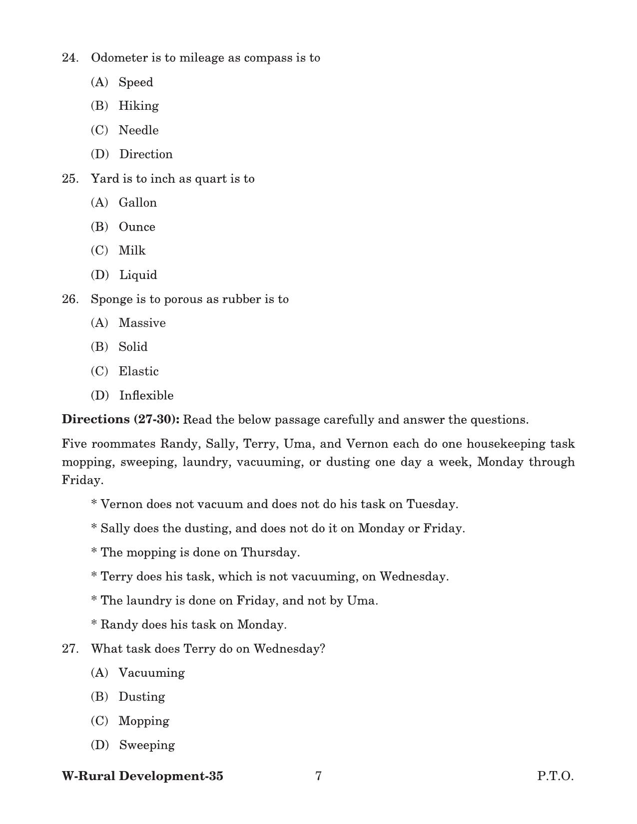 Odisha CPET 2022 RURAL DEVLOPMENT Question Paper - Page 7