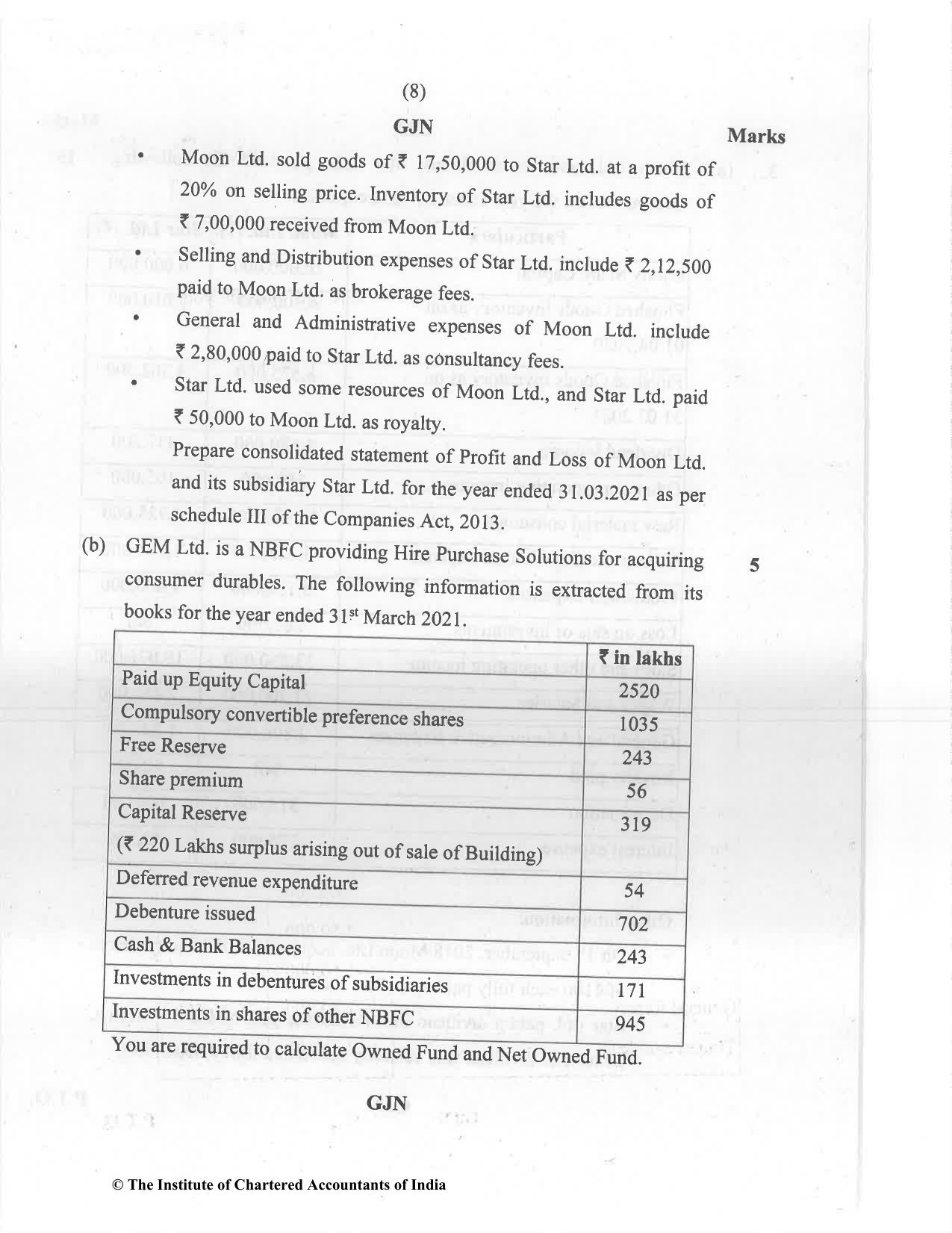 CA Inter Dec 2021 Question Paper - Paper 5 – Advanced Accounting - Page 8