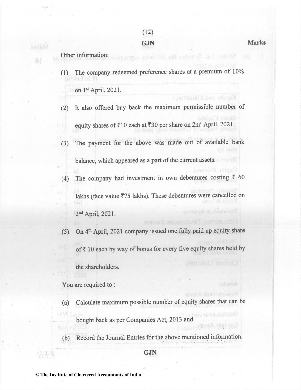 CA Inter Dec 2021 Question Paper - Paper 5 – Advanced Accounting - Page 12