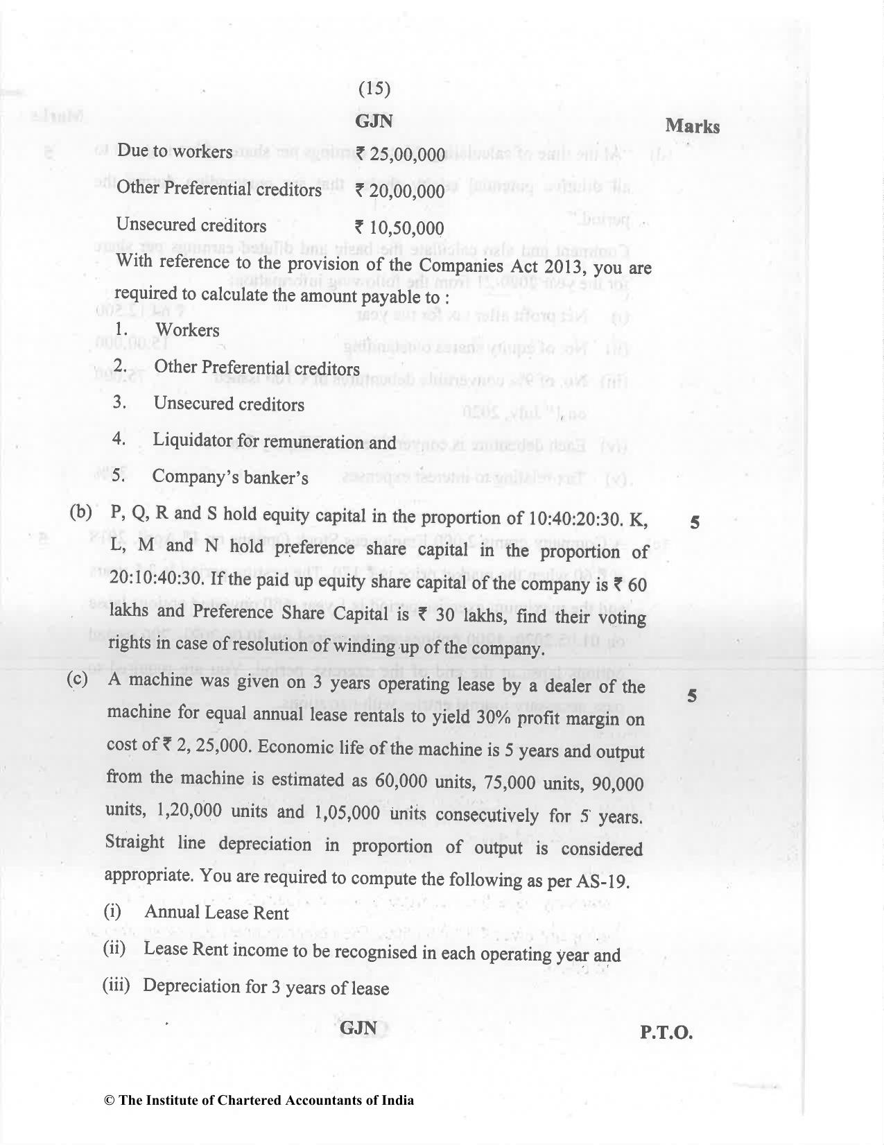 CA Inter Dec 2021 Question Paper - Paper 5 – Advanced Accounting - Page 15