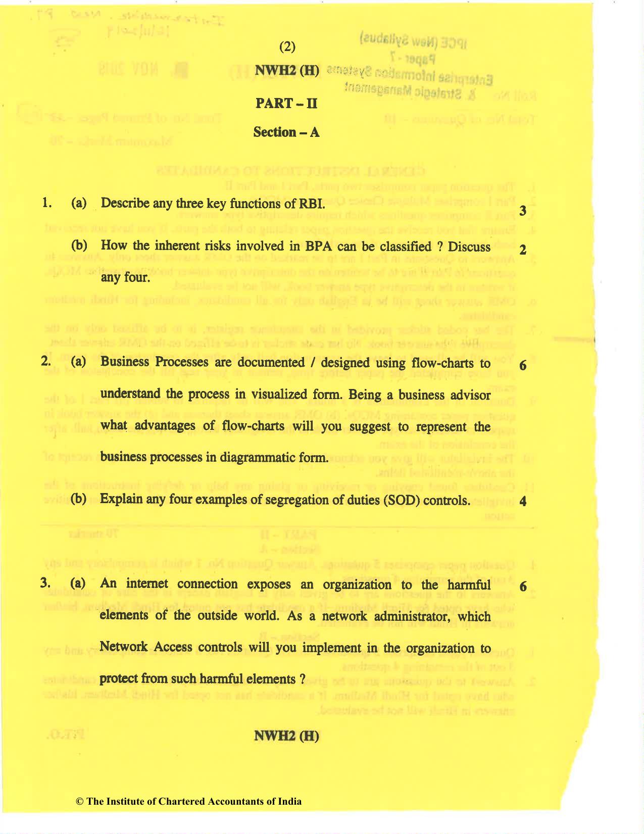 CA Inter Nov 2019 Question Paper - Paper 7 – Enterprise Information Systems & Strategic Management - Page 2