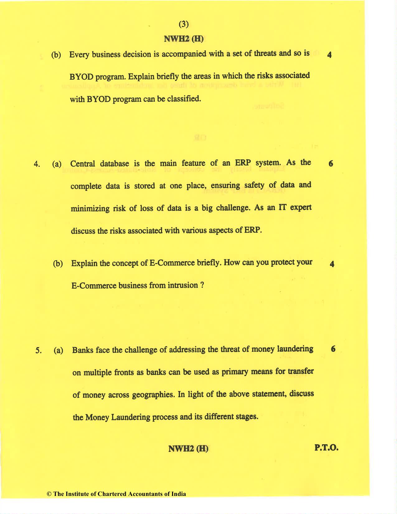 CA Inter Nov 2019 Question Paper - Paper 7 – Enterprise Information Systems & Strategic Management - Page 3