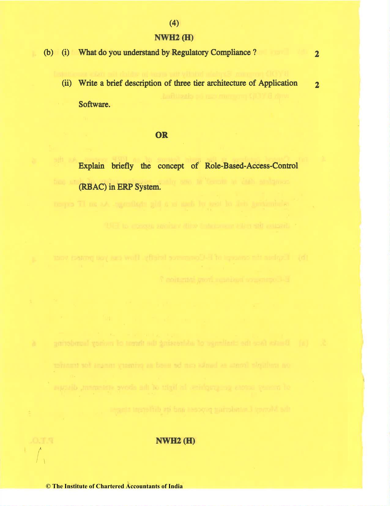 CA Inter Nov 2019 Question Paper - Paper 7 – Enterprise Information Systems & Strategic Management - Page 4