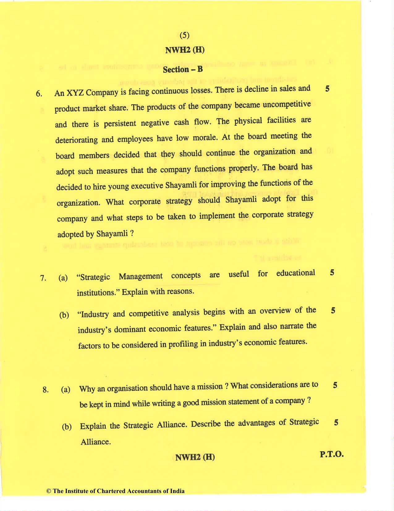CA Inter Nov 2019 Question Paper - Paper 7 – Enterprise Information Systems & Strategic Management - Page 5