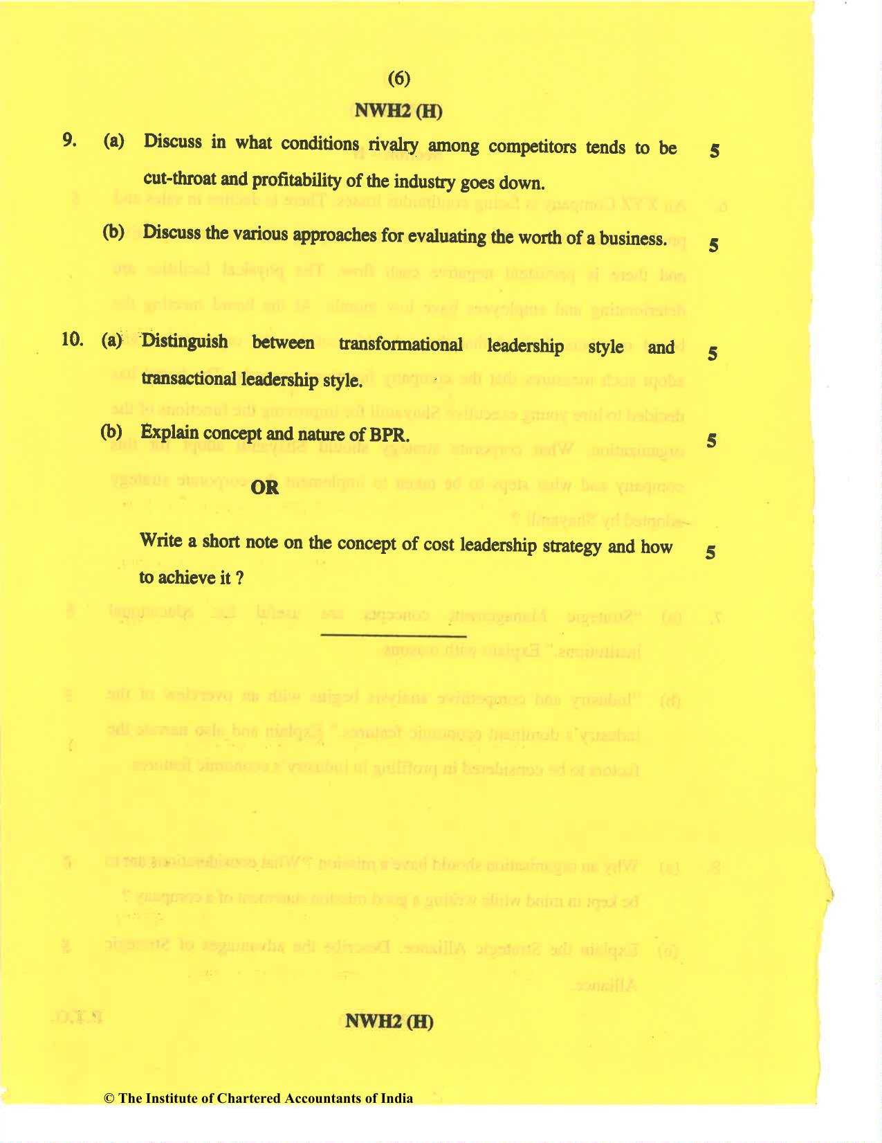 CA Inter Nov 2019 Question Paper - Paper 7 – Enterprise Information Systems & Strategic Management - Page 6