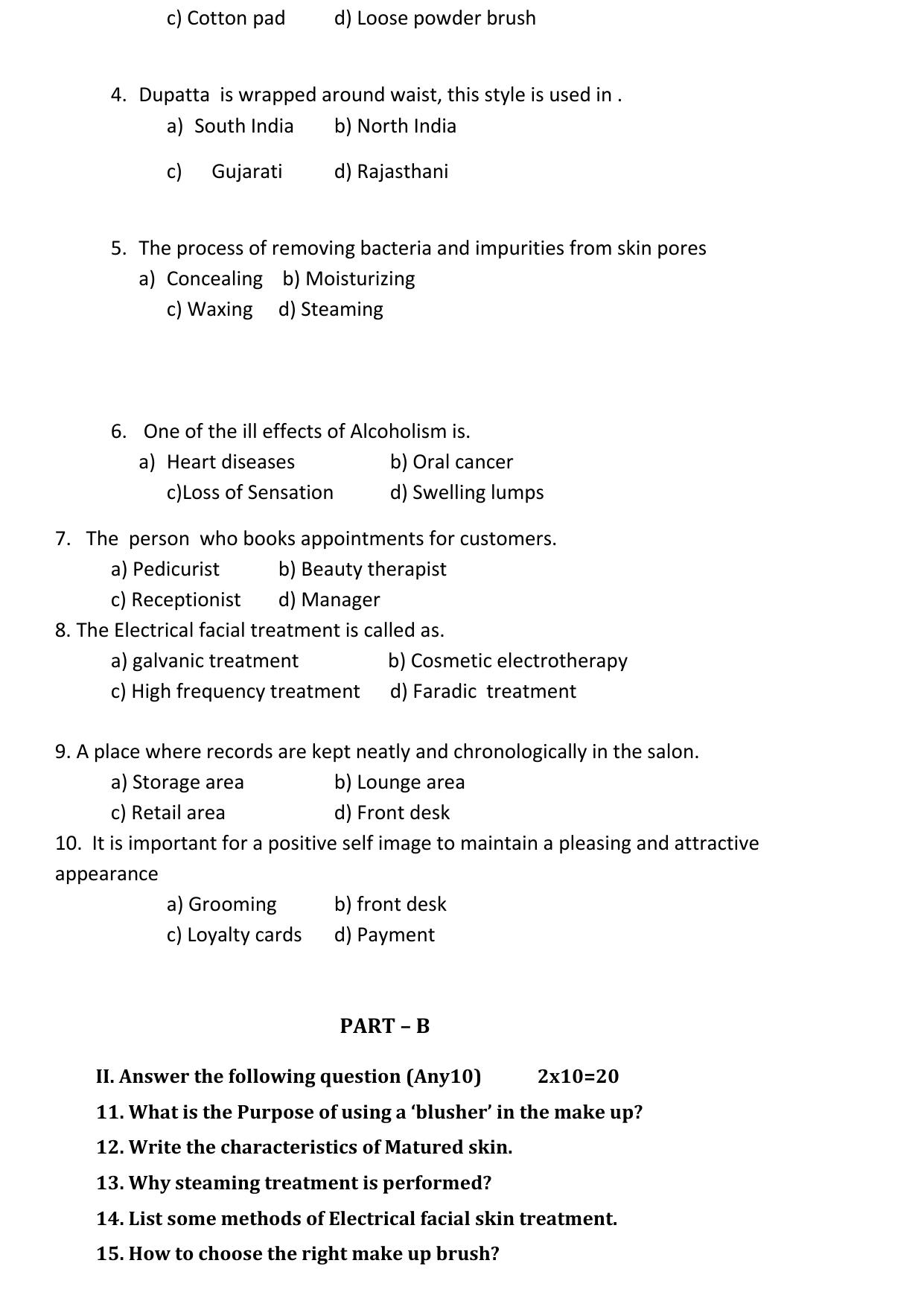 Karnataka II PUC Beauty & Wellness Model Question Paper II 2025 - Page 5