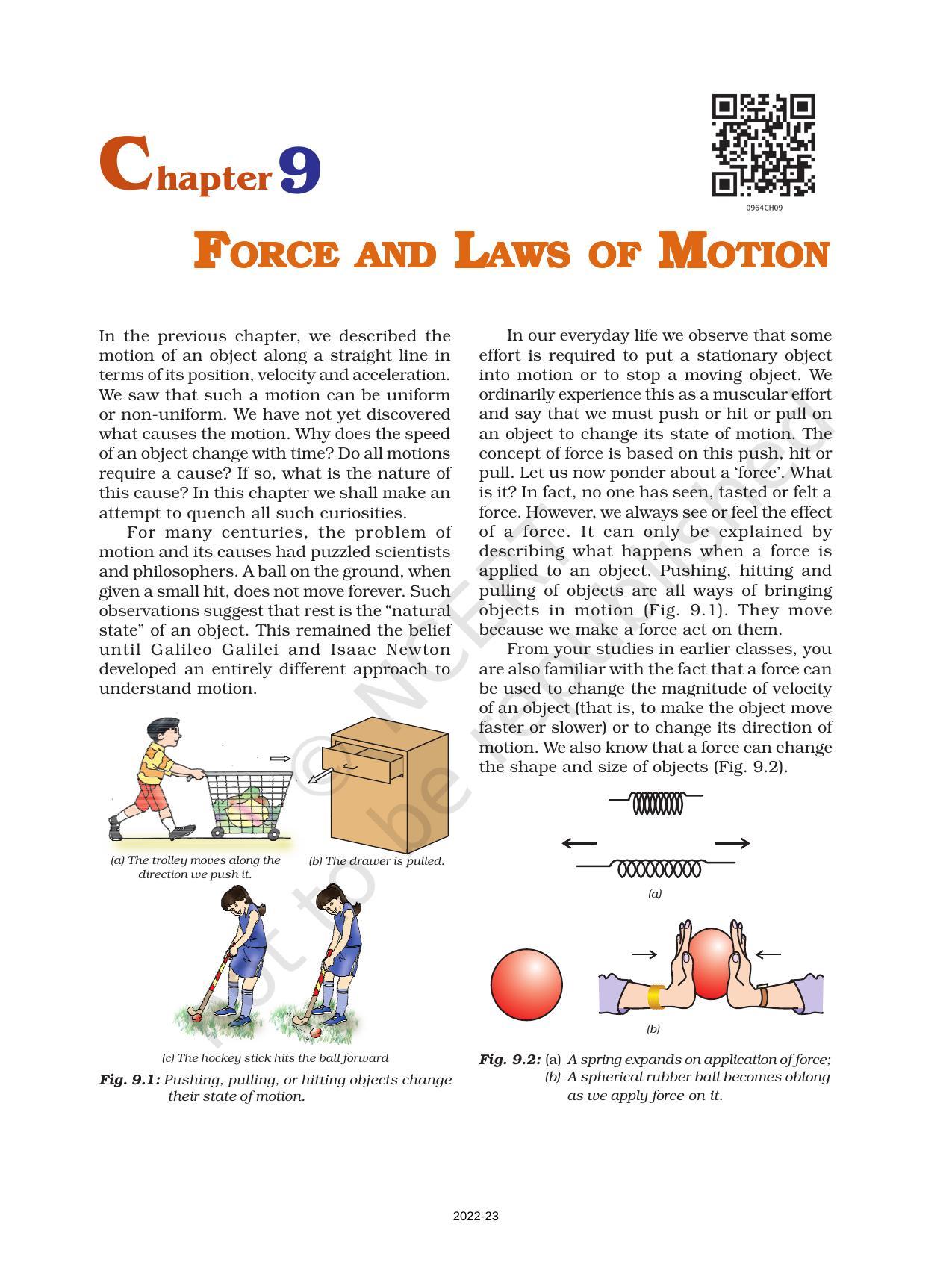 NCERT Book for Class 9 Science Chapter 9 Force And Laws Of Motion - Page 1