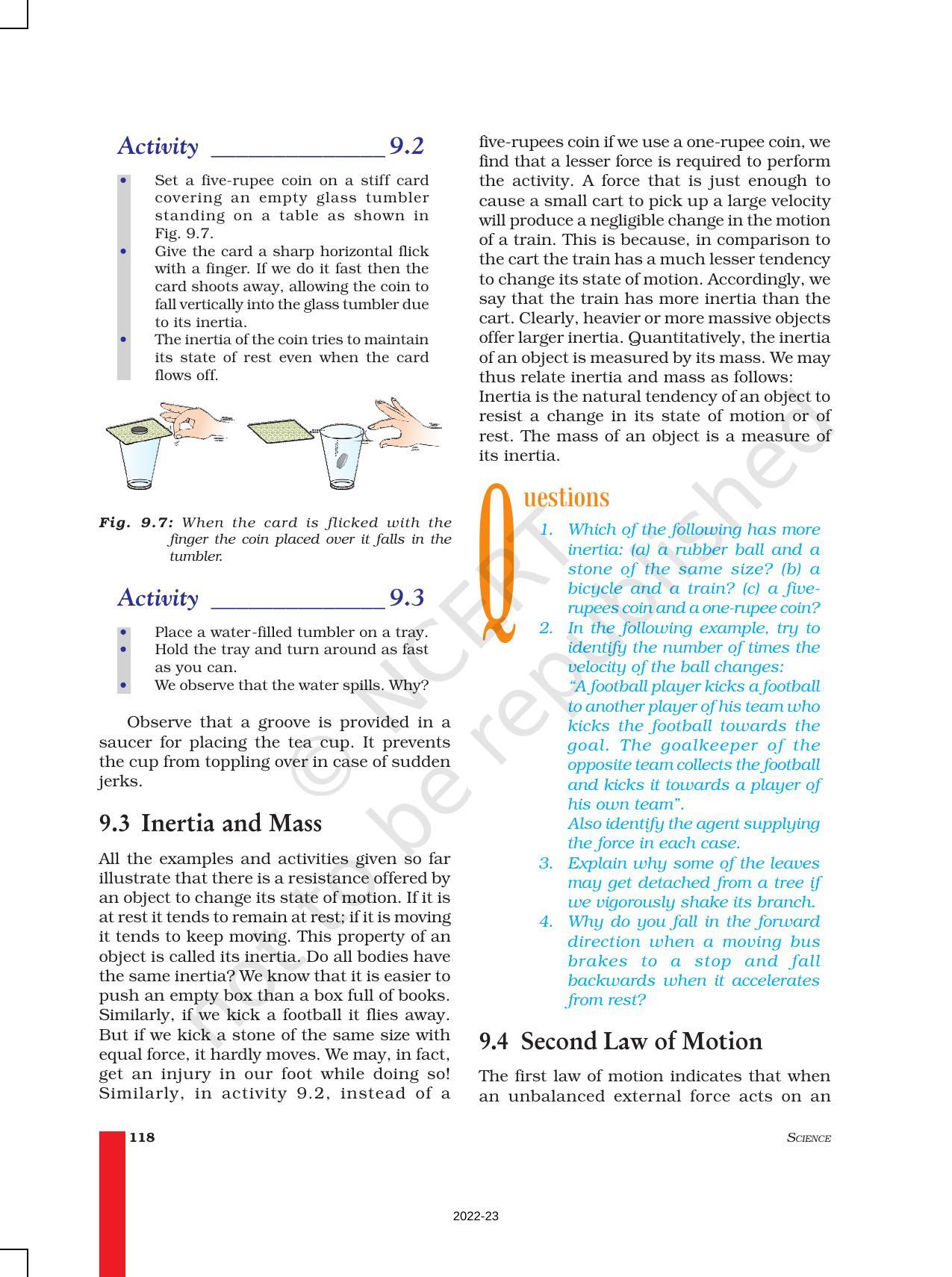 NCERT Book for Class 9 Science Chapter 9 Force And Laws Of Motion - Page 5