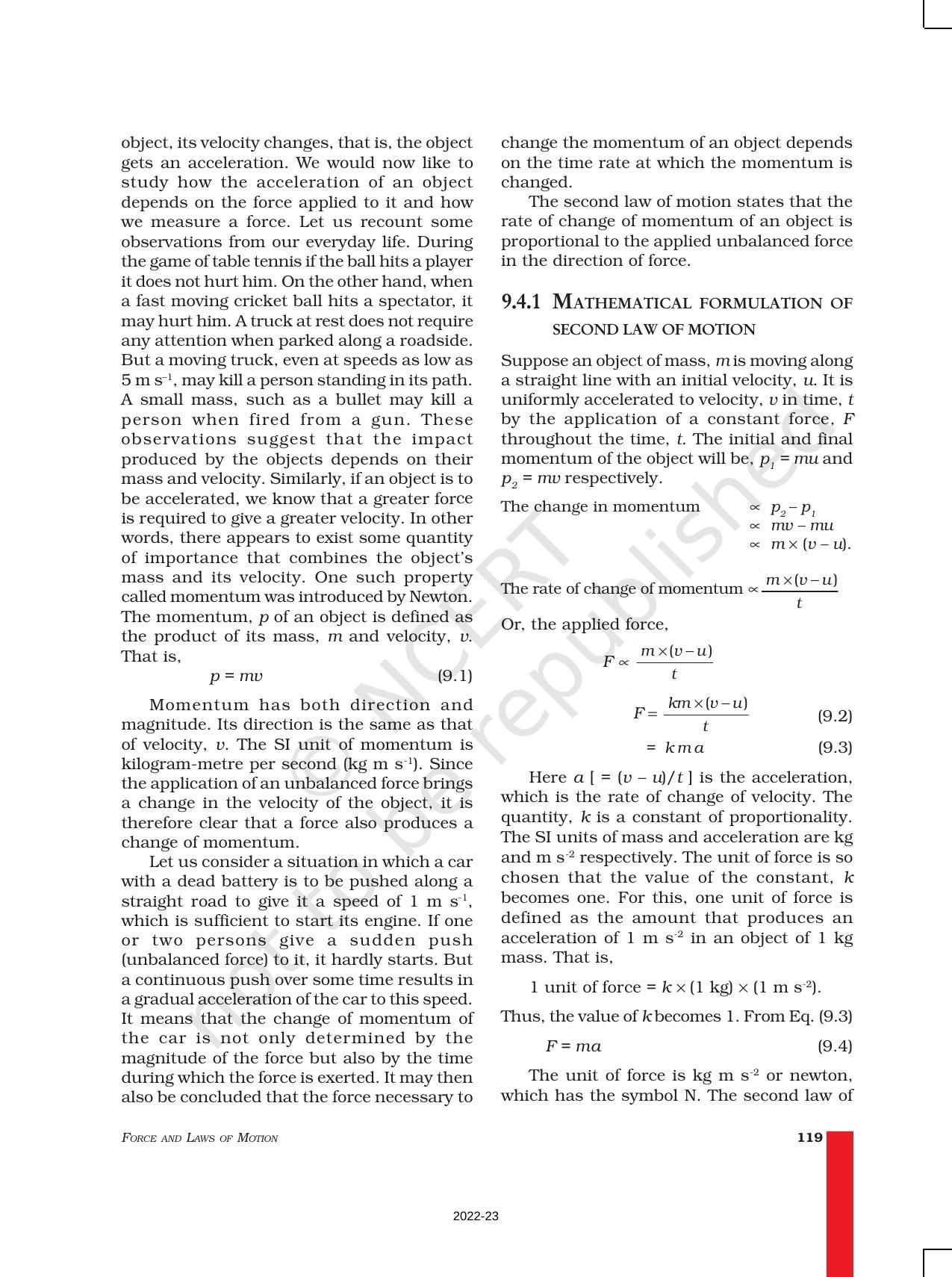 NCERT Book for Class 9 Science Chapter 9 Force And Laws Of Motion - Page 6