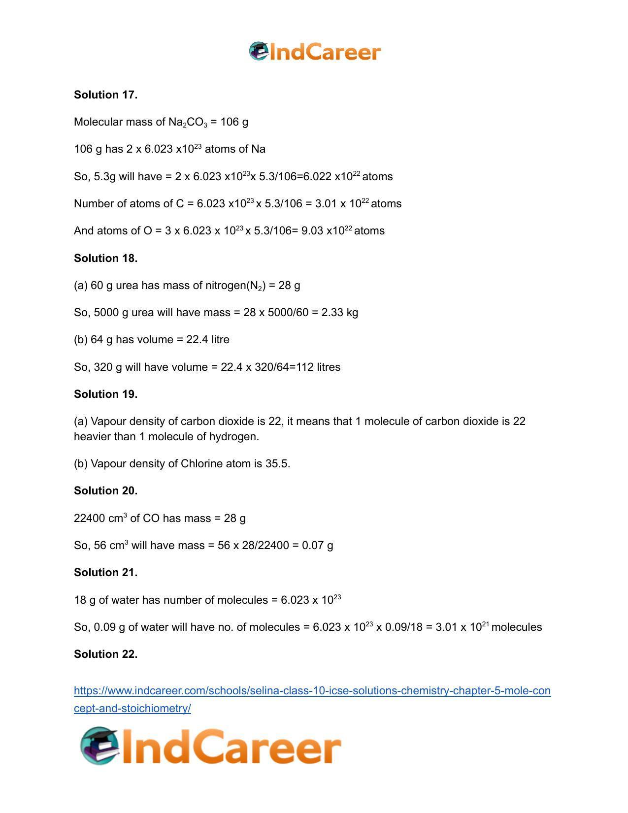 Selina Class 10 ICSE Solutions Chemistry : Chapter 5- Mole Concept and Stoichiometry - Page 14