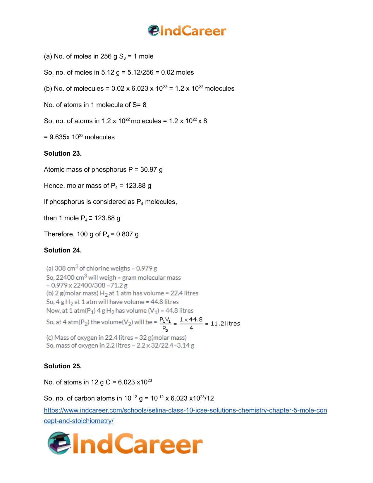 Selina Class 10 ICSE Solutions Chemistry : Chapter 5- Mole Concept and Stoichiometry - Page 15