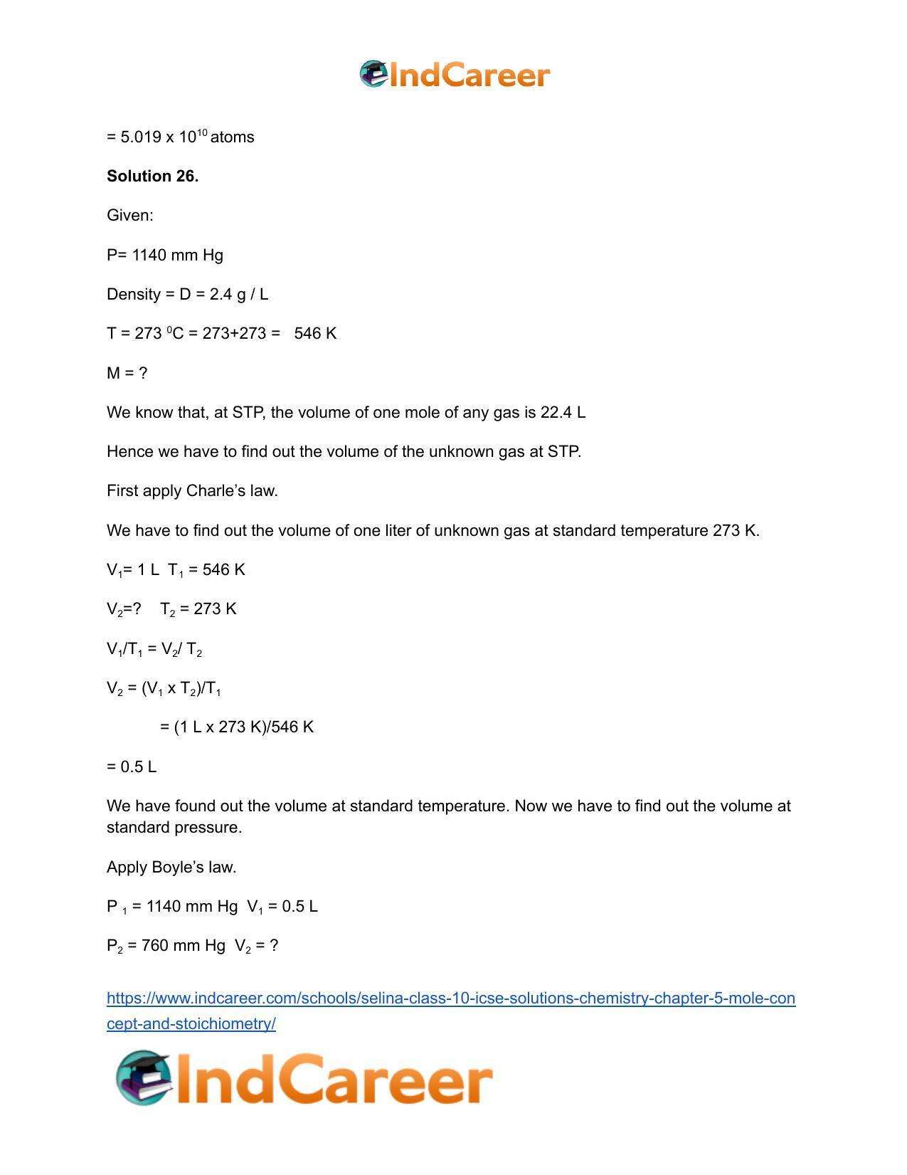Selina Class 10 ICSE Solutions Chemistry : Chapter 5- Mole Concept and Stoichiometry - Page 16