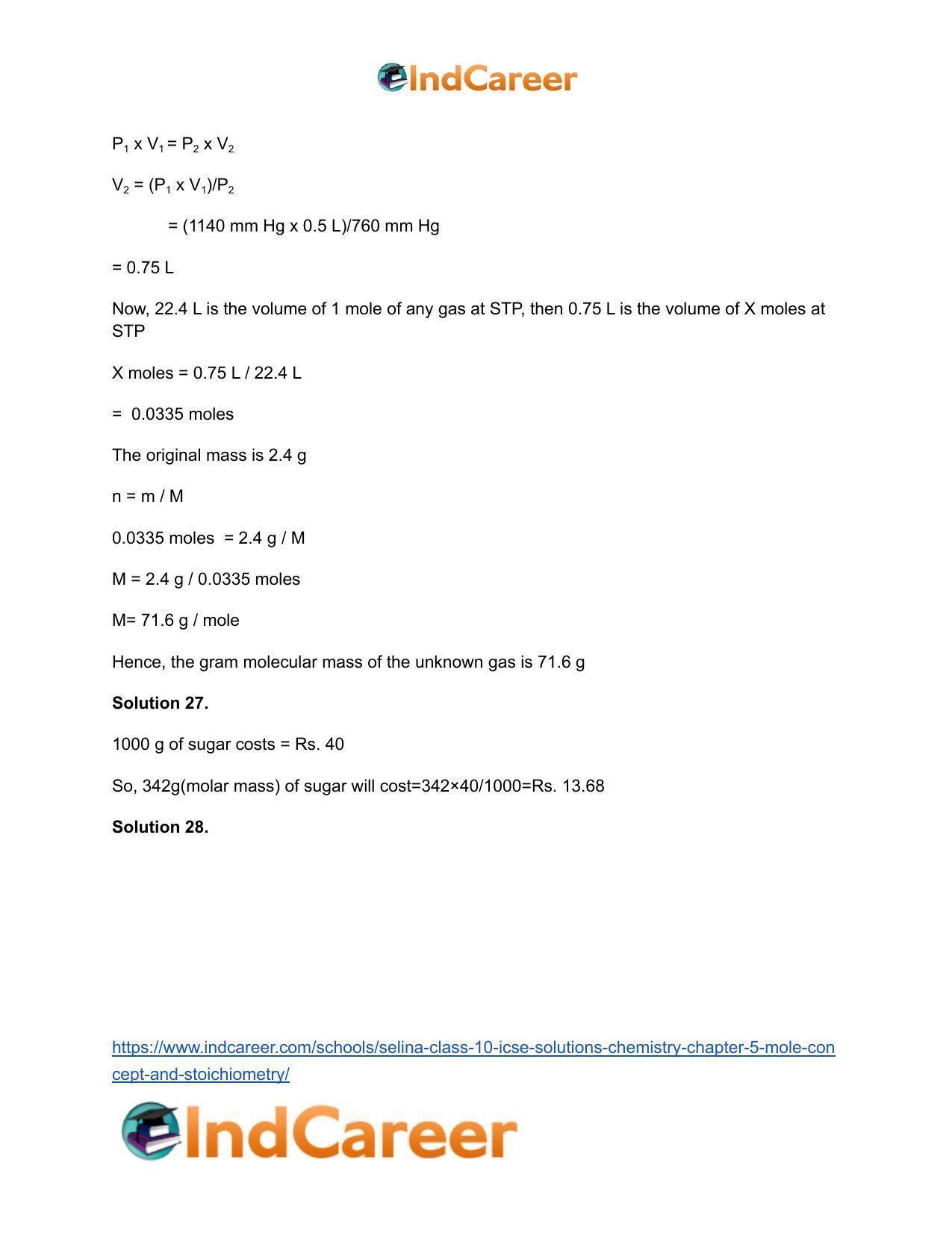 Selina Class 10 ICSE Solutions Chemistry : Chapter 5- Mole Concept and Stoichiometry - Page 17