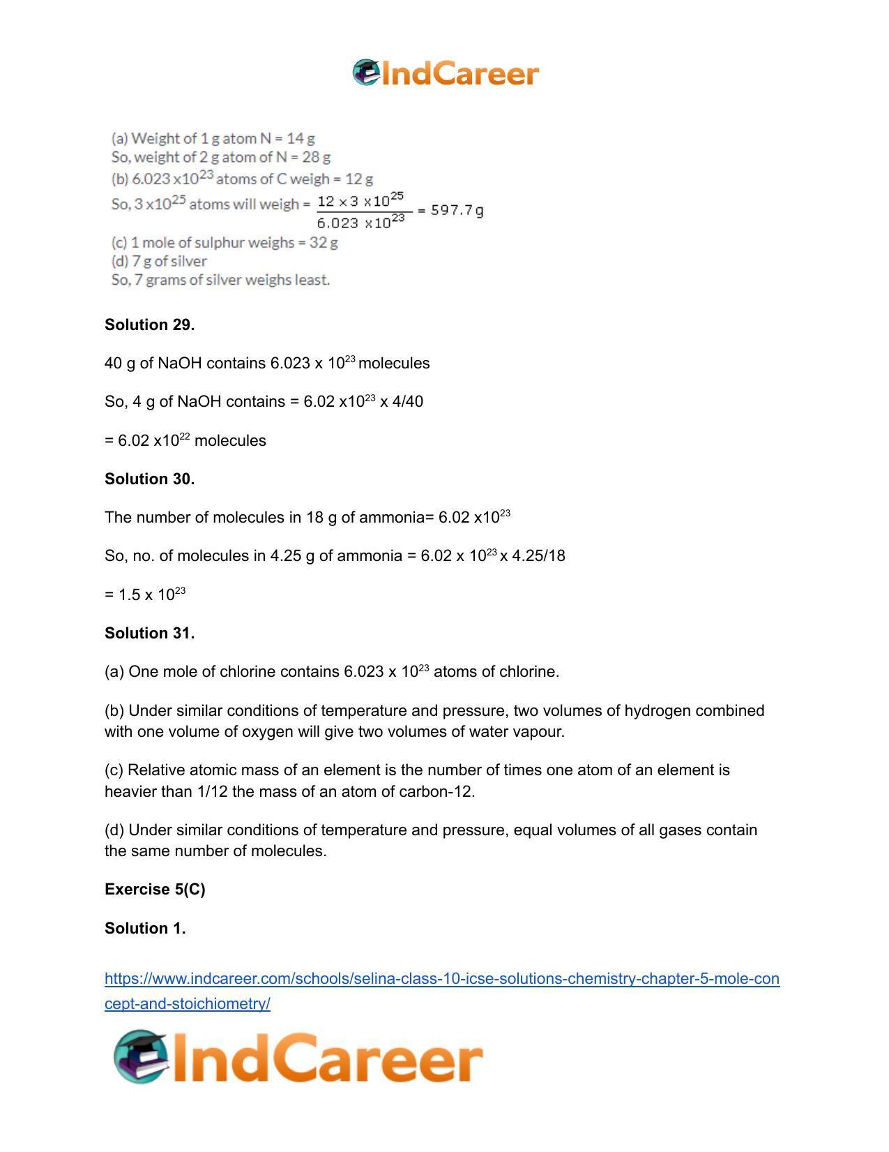 Selina Class 10 ICSE Solutions Chemistry : Chapter 5- Mole Concept and Stoichiometry - Page 18