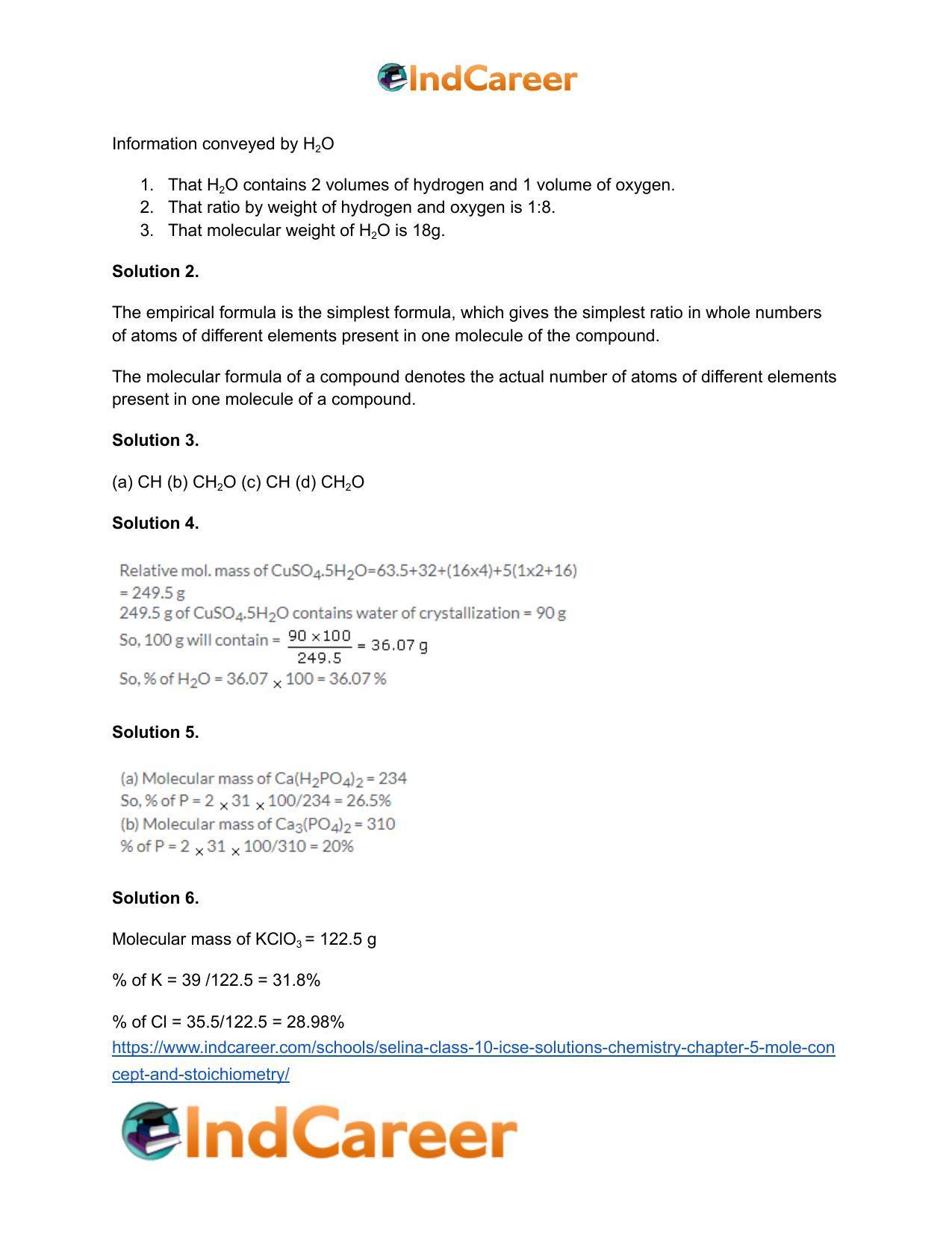 Selina Class 10 ICSE Solutions Chemistry : Chapter 5- Mole Concept and Stoichiometry - Page 19