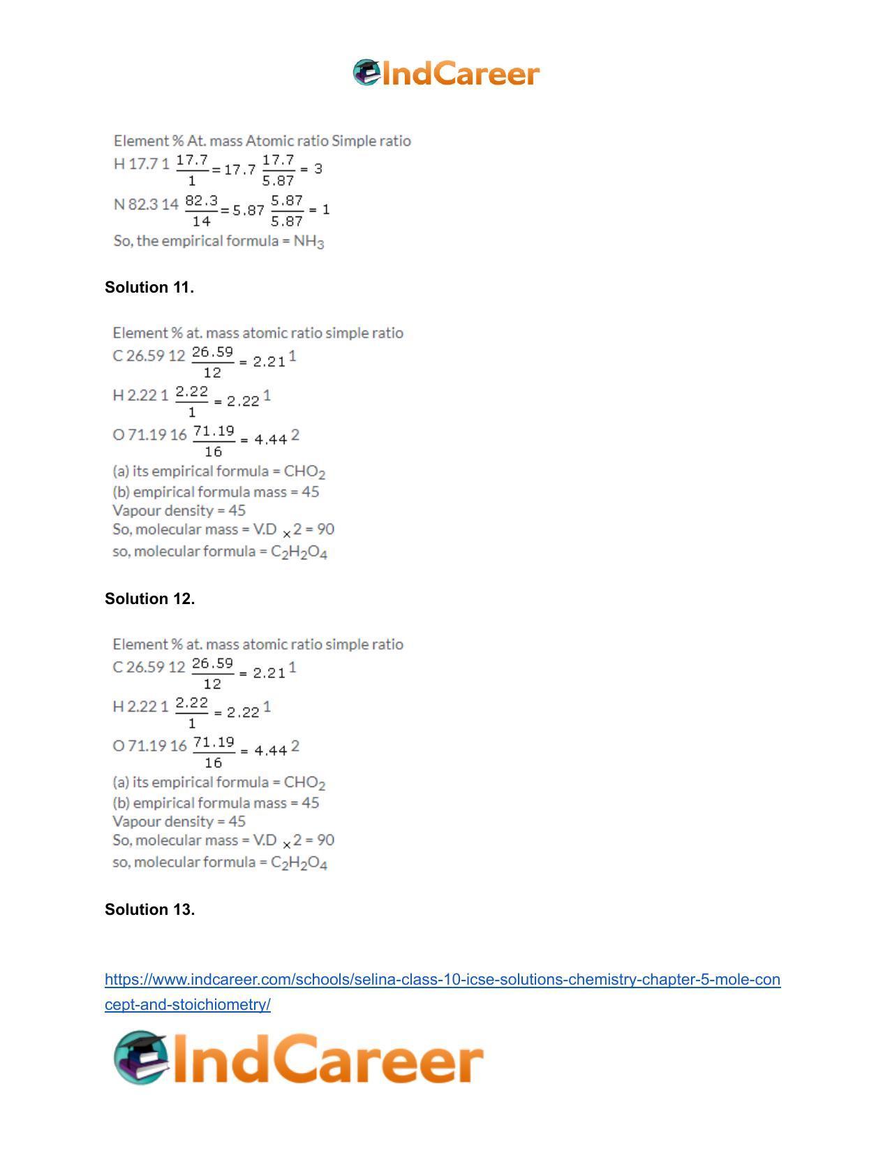 Selina Class 10 ICSE Solutions Chemistry : Chapter 5- Mole Concept and Stoichiometry - Page 21