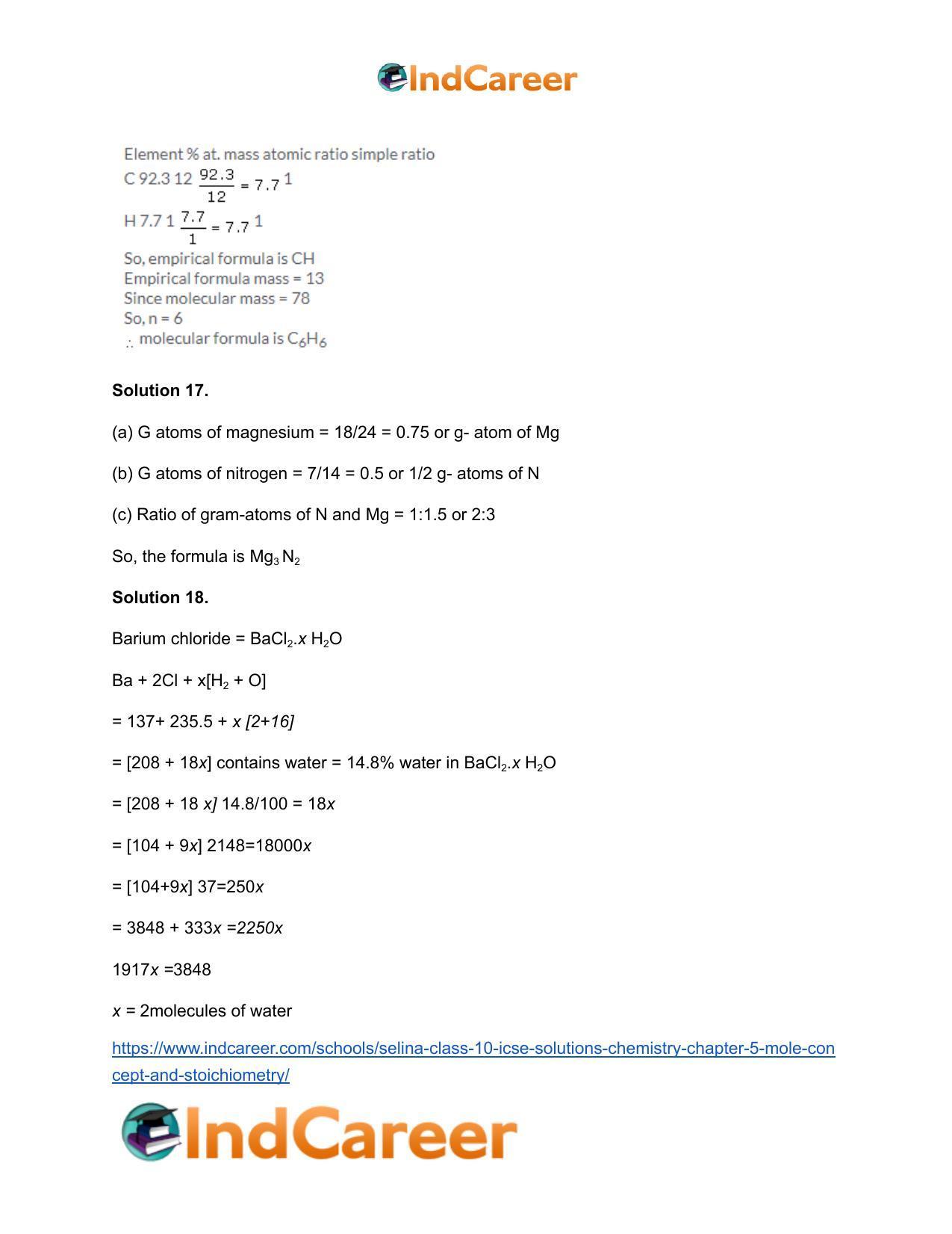 Selina Class 10 ICSE Solutions Chemistry : Chapter 5- Mole Concept and Stoichiometry - Page 23