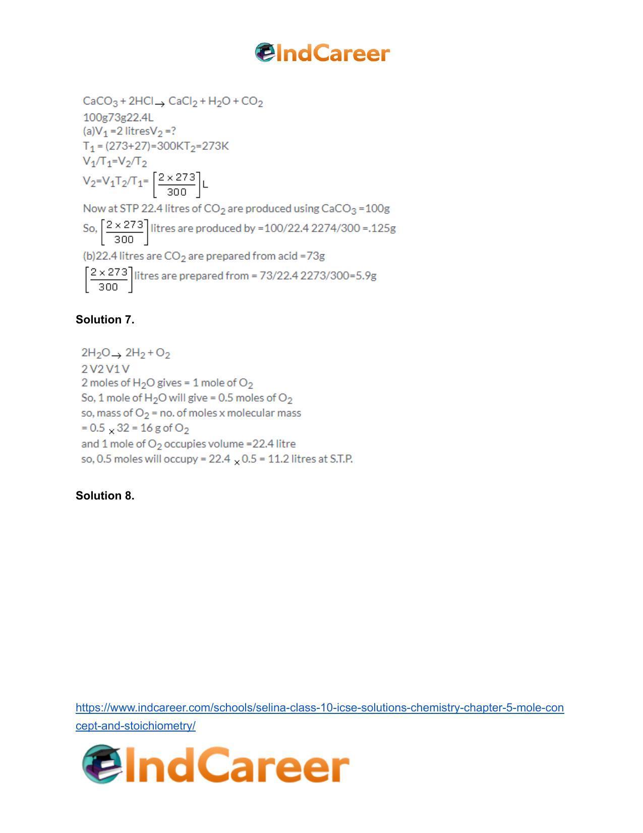 Selina Class 10 ICSE Solutions Chemistry : Chapter 5- Mole Concept and Stoichiometry - Page 27