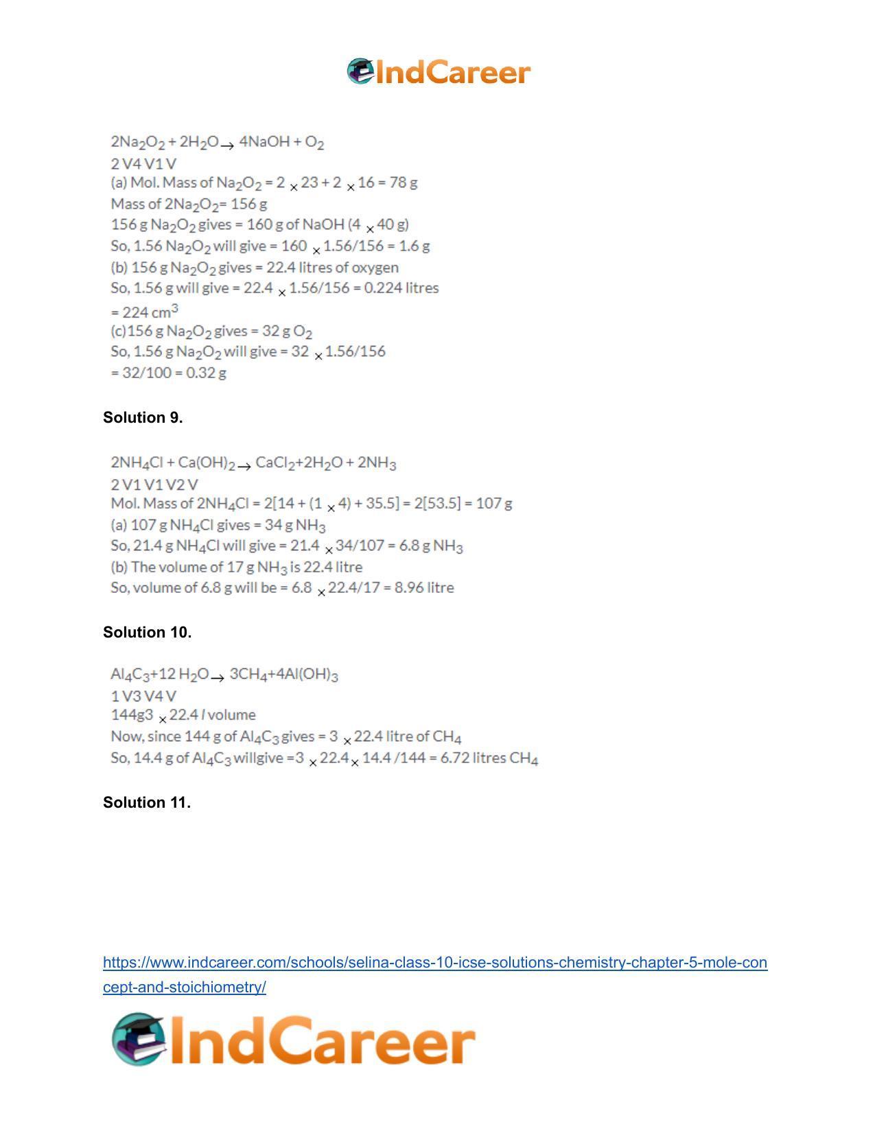 Selina Class 10 ICSE Solutions Chemistry : Chapter 5- Mole Concept and Stoichiometry - Page 28