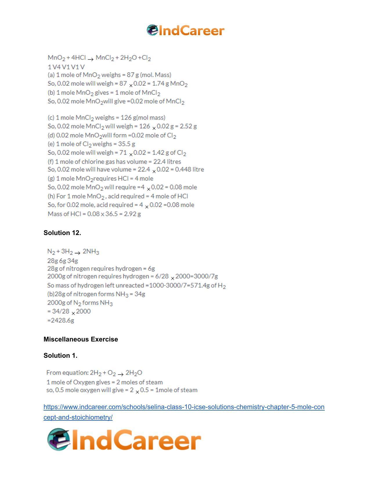 Selina Class 10 ICSE Solutions Chemistry : Chapter 5- Mole Concept and Stoichiometry - Page 29