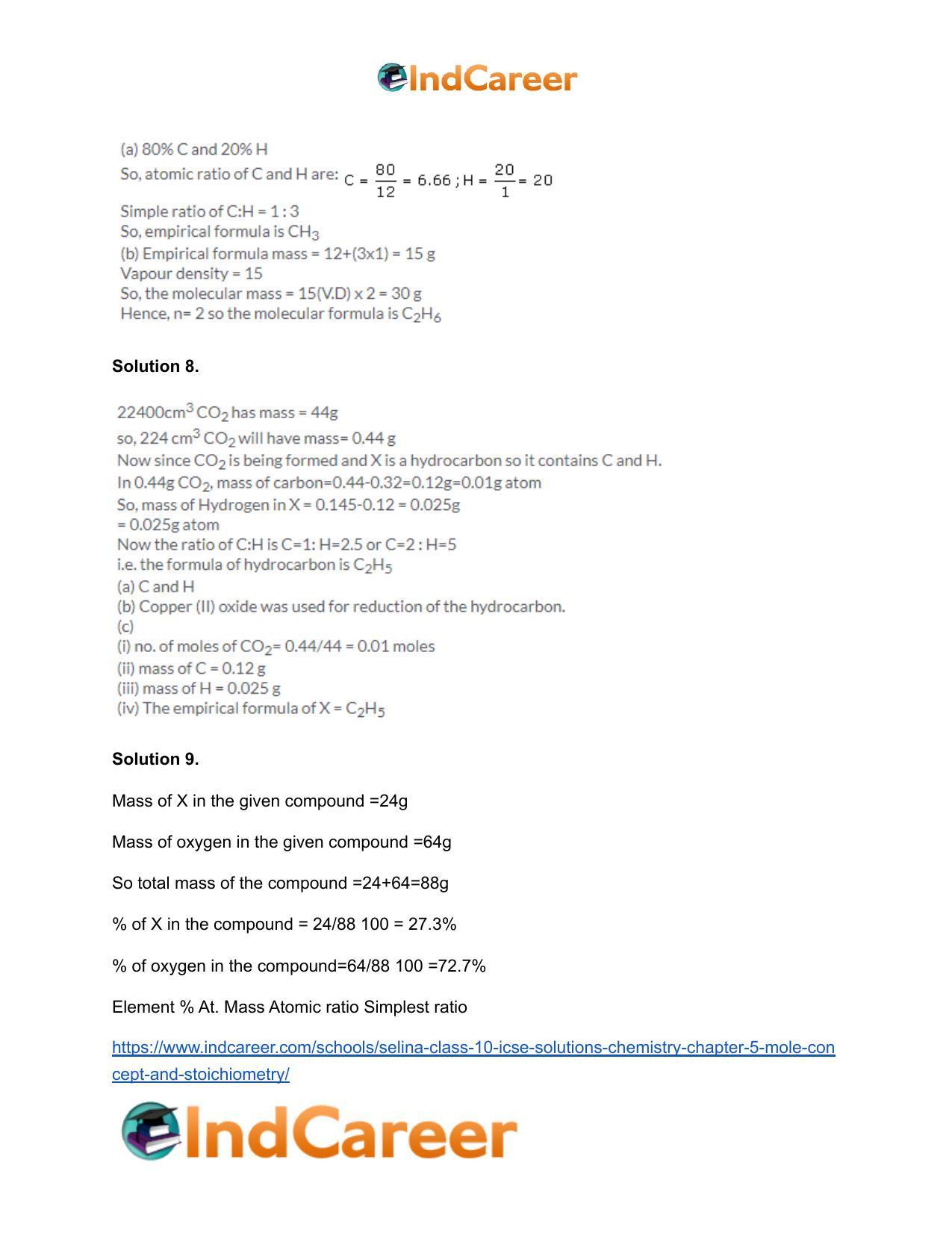 Selina Class 10 ICSE Solutions Chemistry : Chapter 5- Mole Concept and Stoichiometry - Page 32