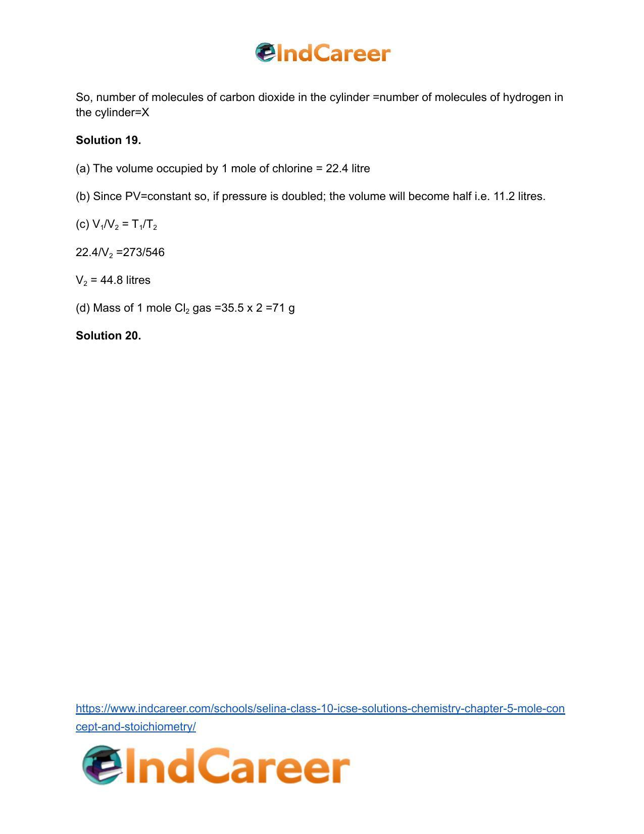 Selina Class 10 ICSE Solutions Chemistry : Chapter 5- Mole Concept and Stoichiometry - Page 36
