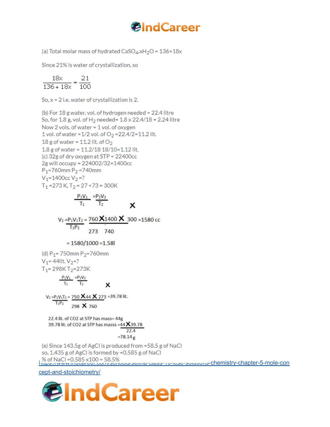 Selina Class 10 ICSE Solutions Chemistry : Chapter 5- Mole Concept and Stoichiometry - Page 37